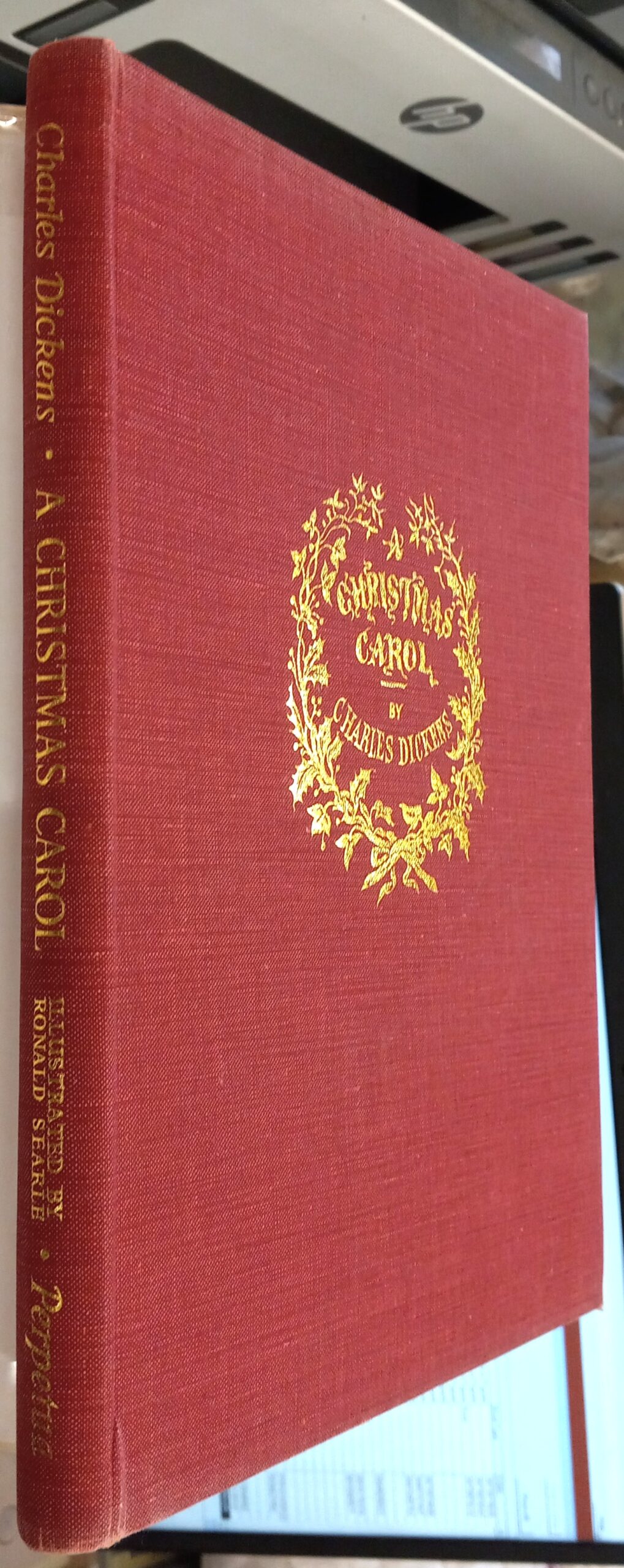 A Christmas Carol binding spine and front board