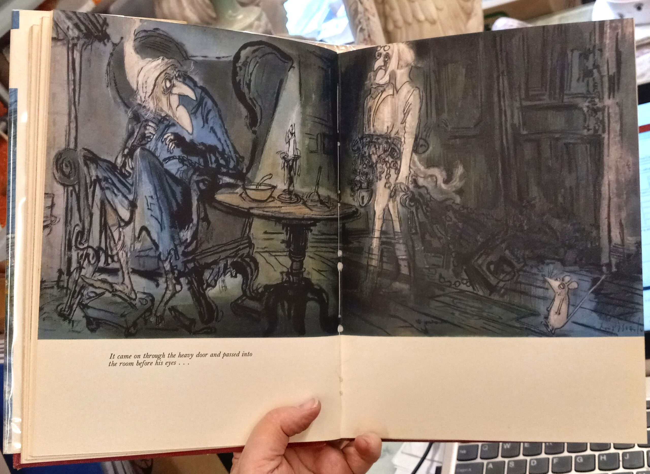 A Christmas Carol two-page color illustration