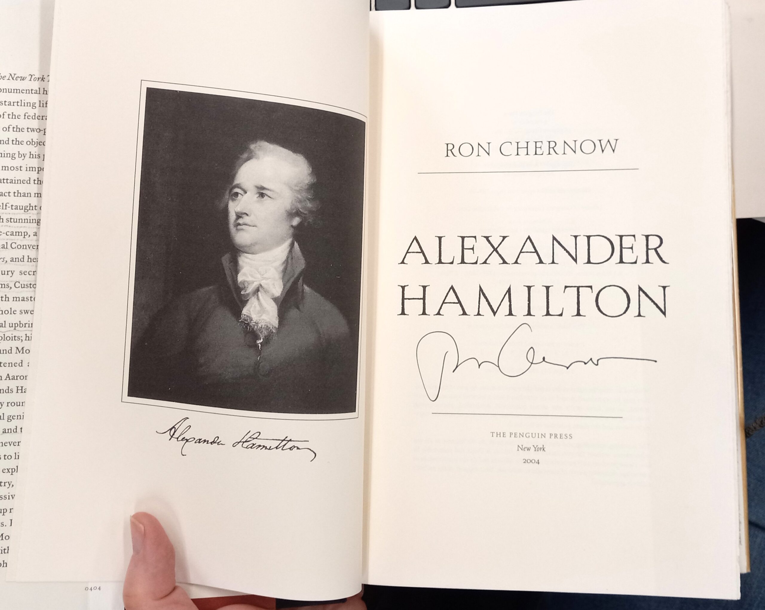 Alexander Hamilton title page with author's signature and frontispiece