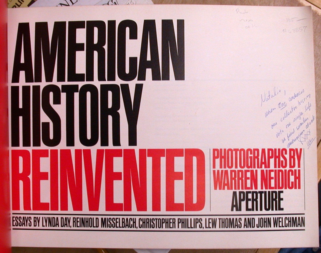 American History Reinvented title page with inscription and signature