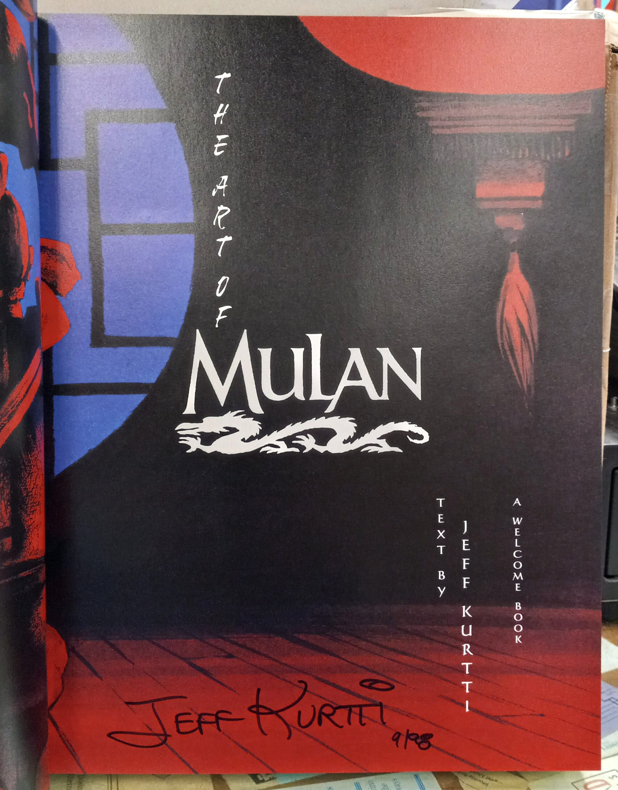 The Art of Mulan title page with author's signature