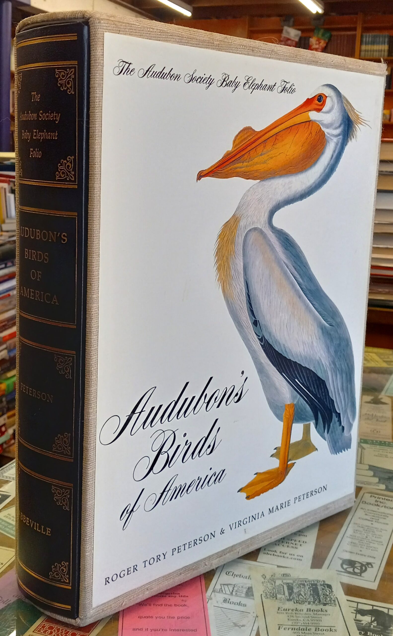 Audubon's Birds of America side of slipcase with spine of book visible inside