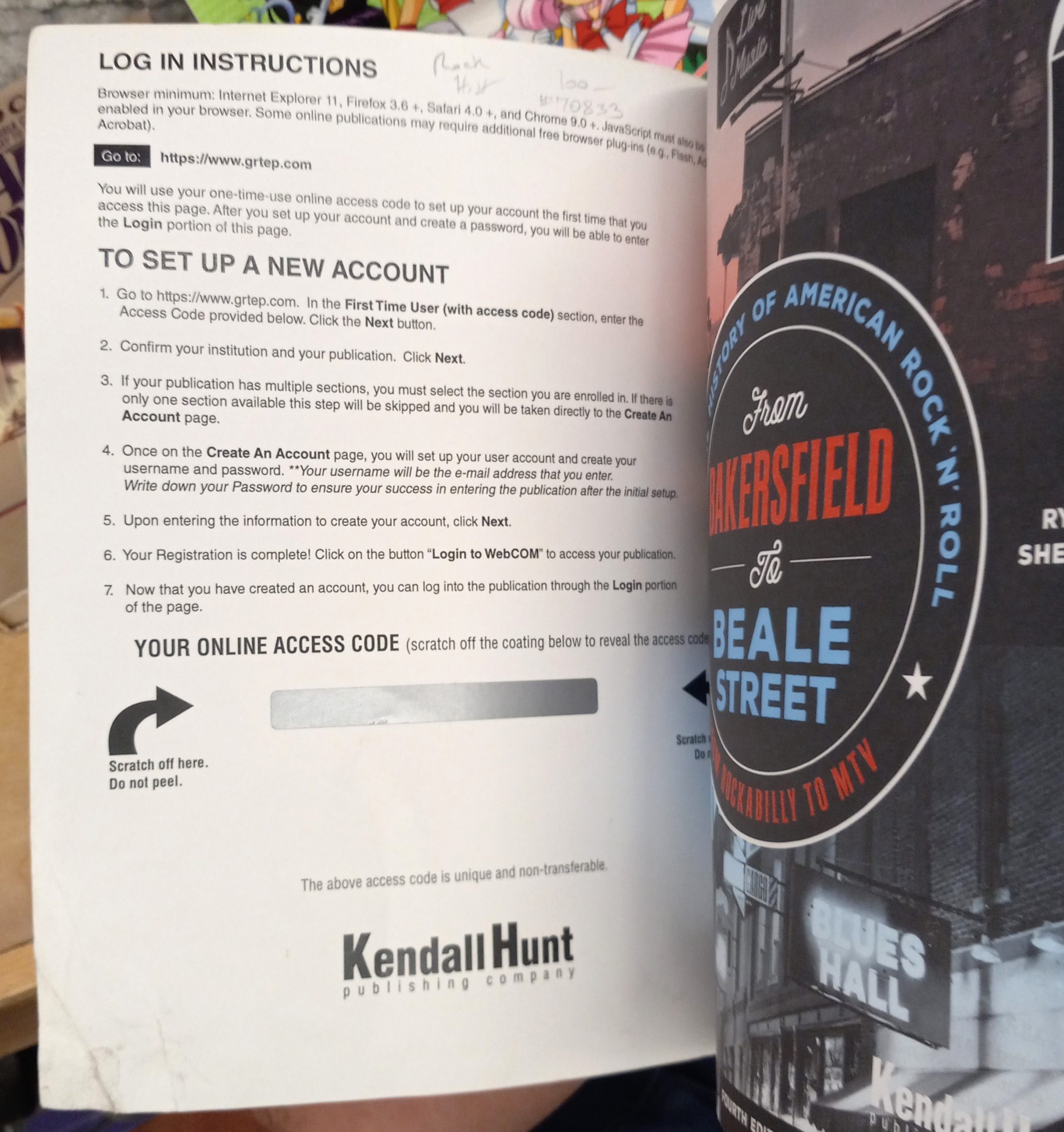 From Bakersfield to Beale Street inside front cover with unused access code