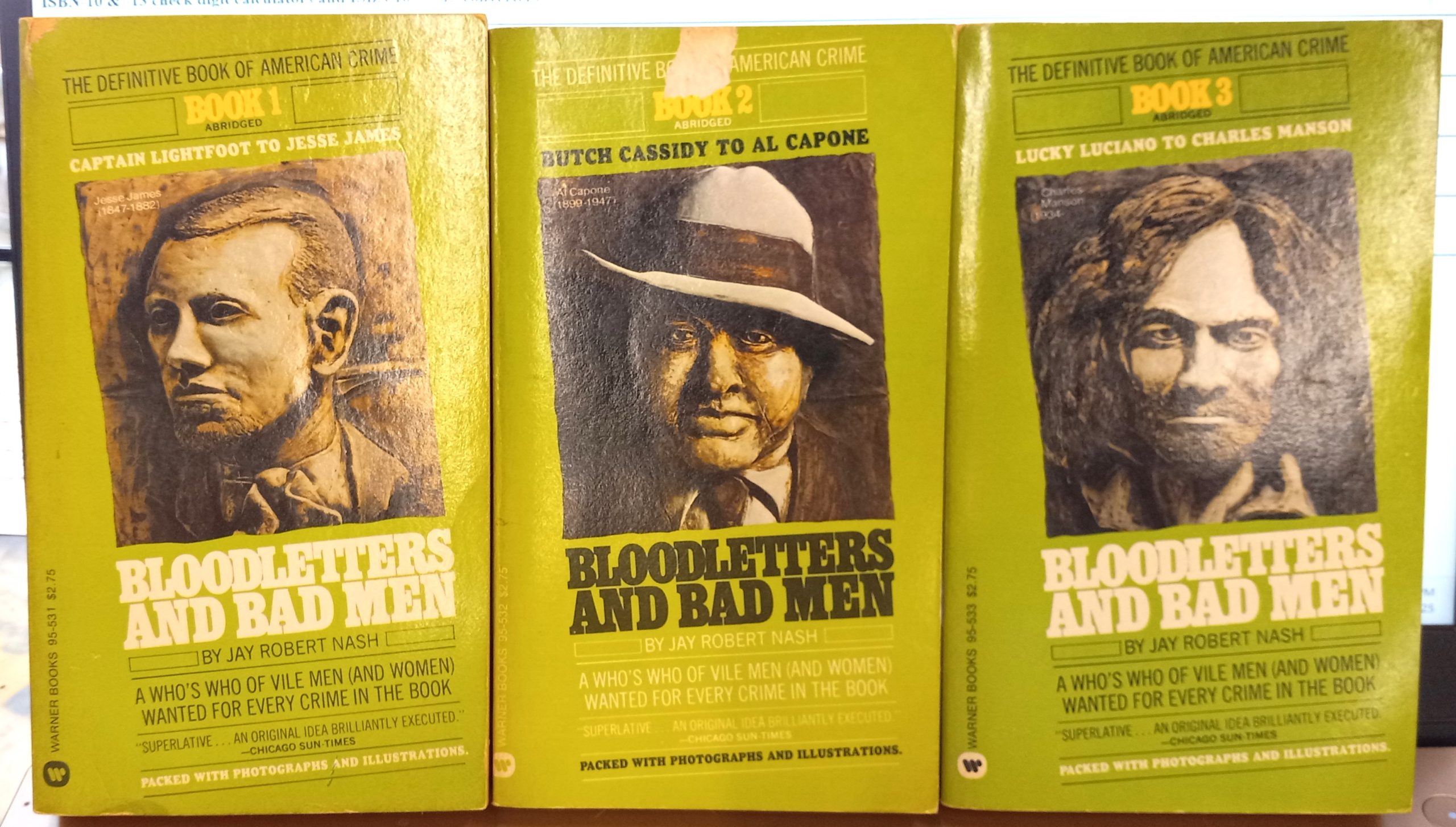 Bloodletters and Bad Men front covers of three volumes
