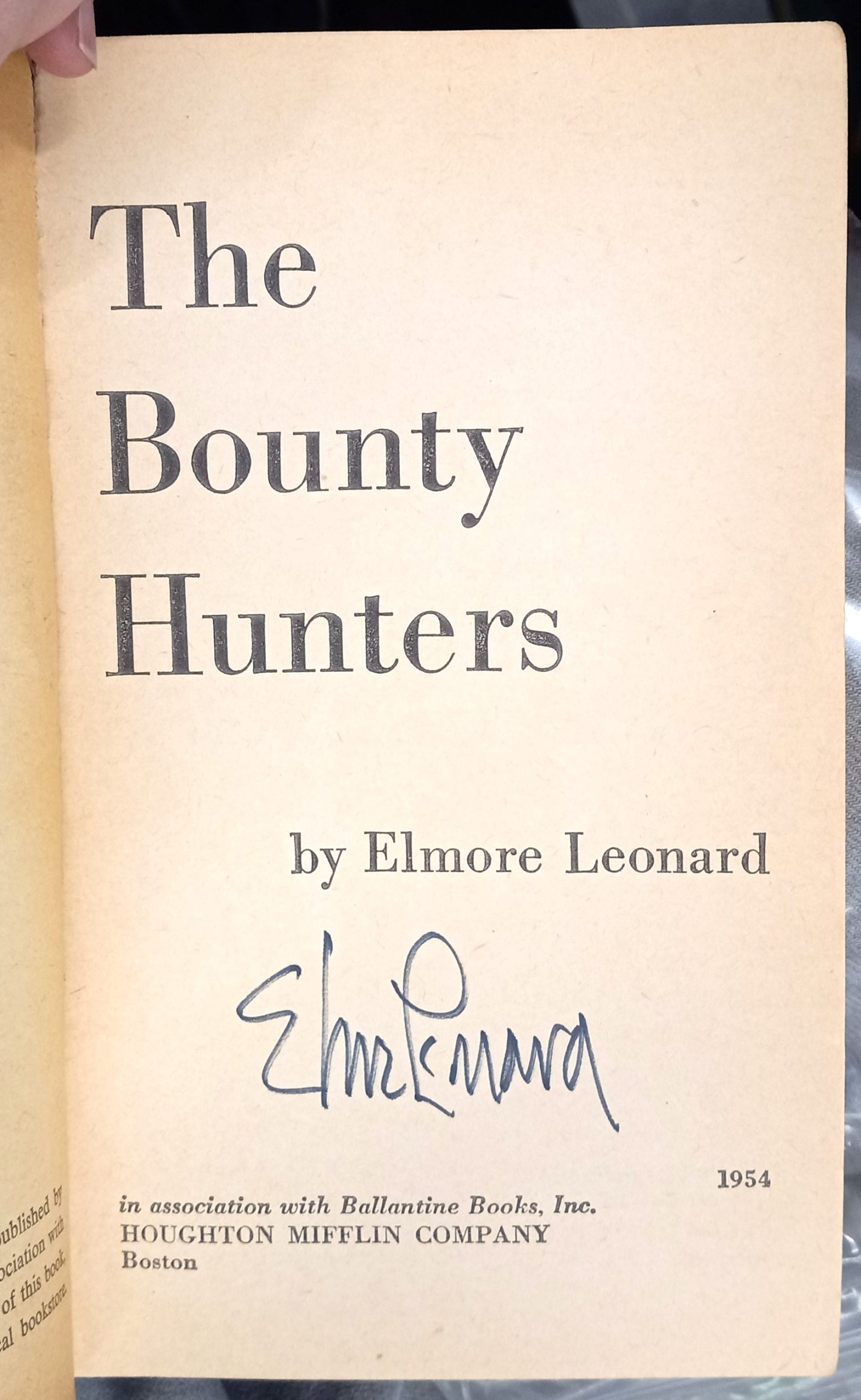 The Bounty Hunters title page with author's signature