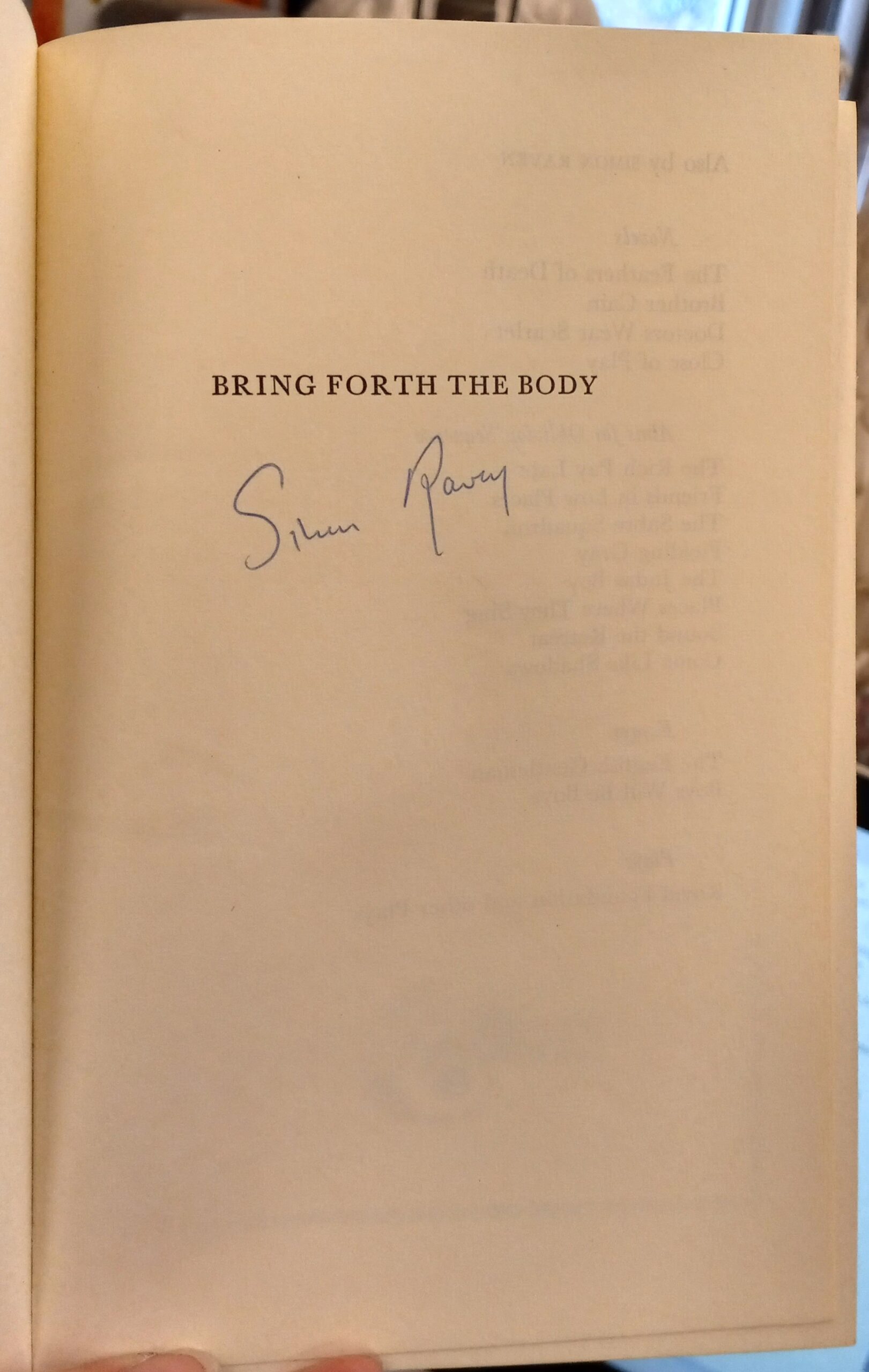 Bring Forth the Body half-title page with author's signature