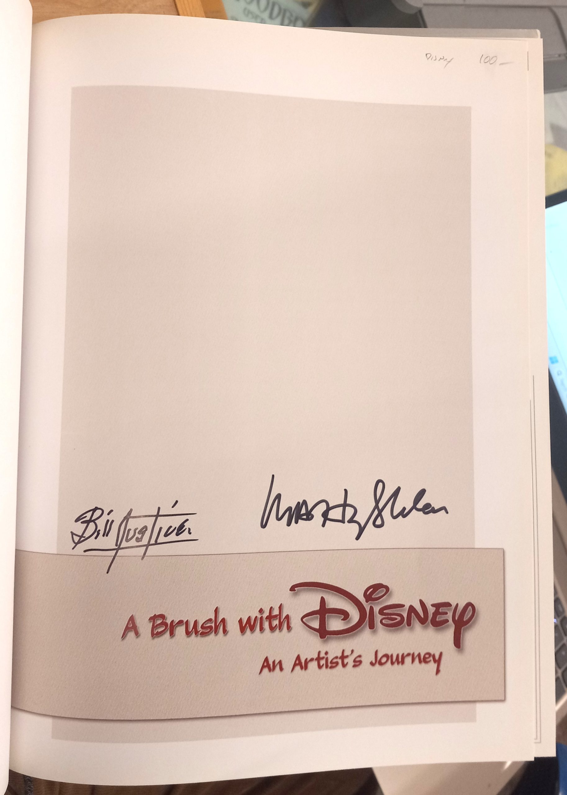 A Brush With Disney half-title page with signatures