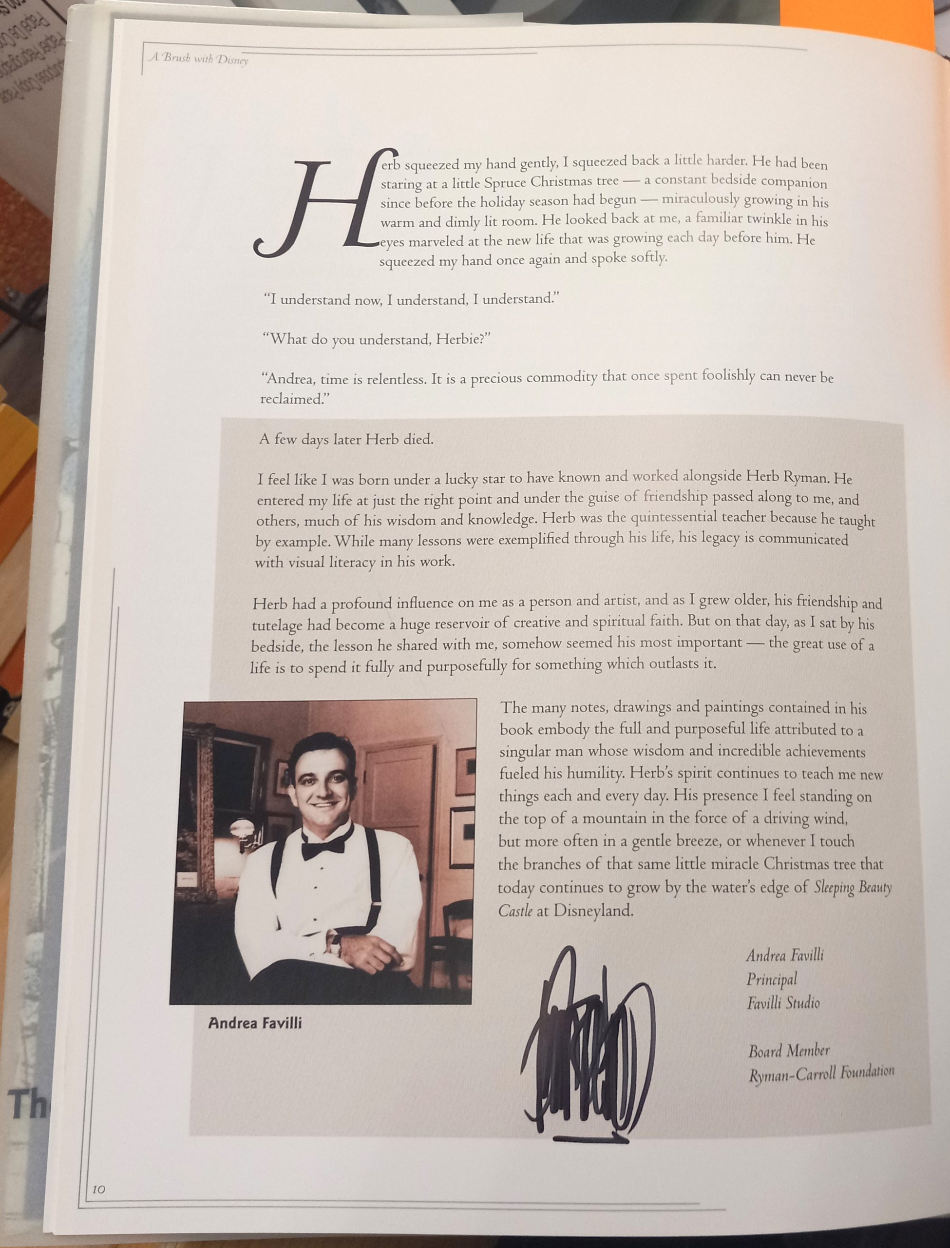 A Brush With Disney signed page