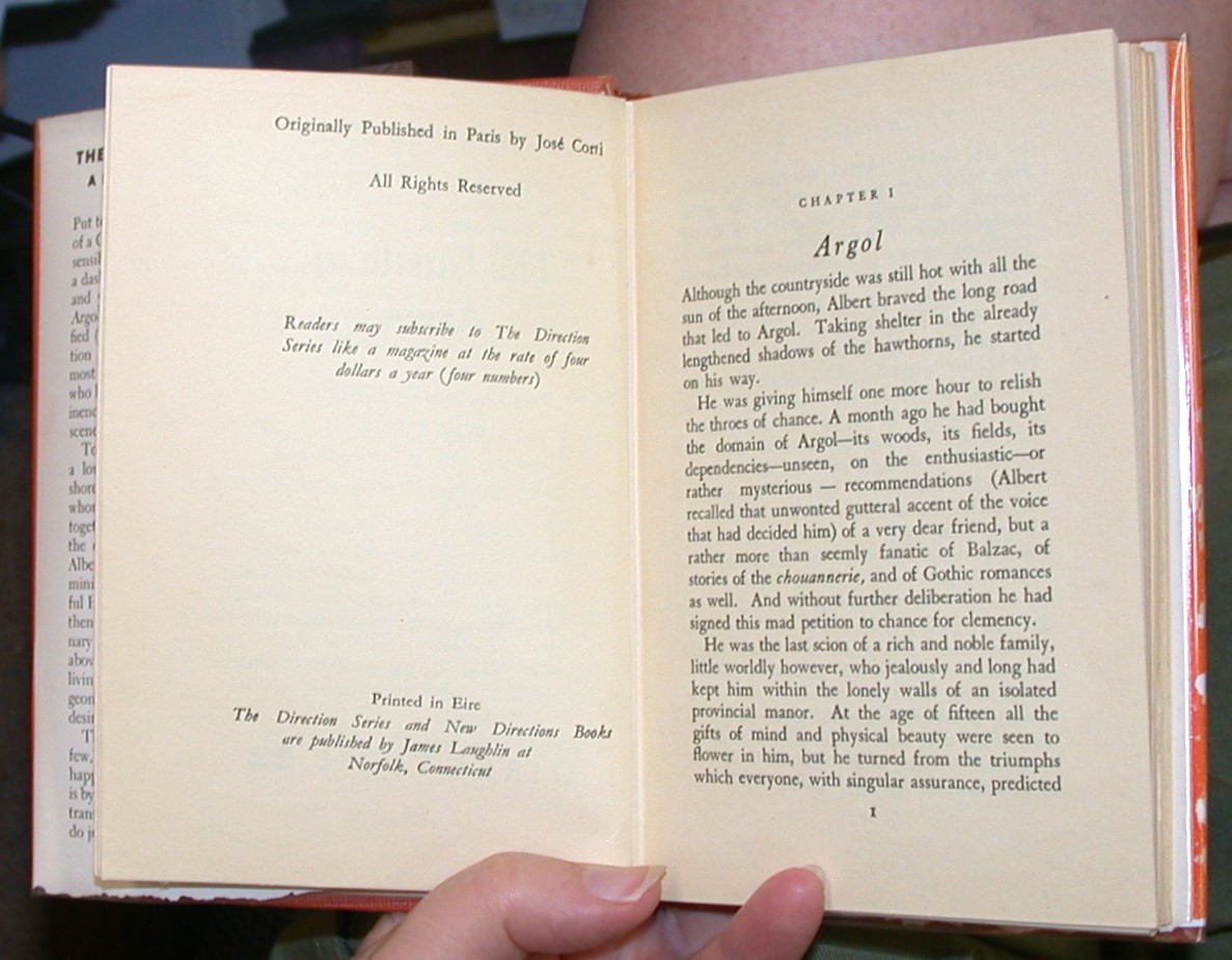 The Castle of Argol copyright page and first page of Chapter 1