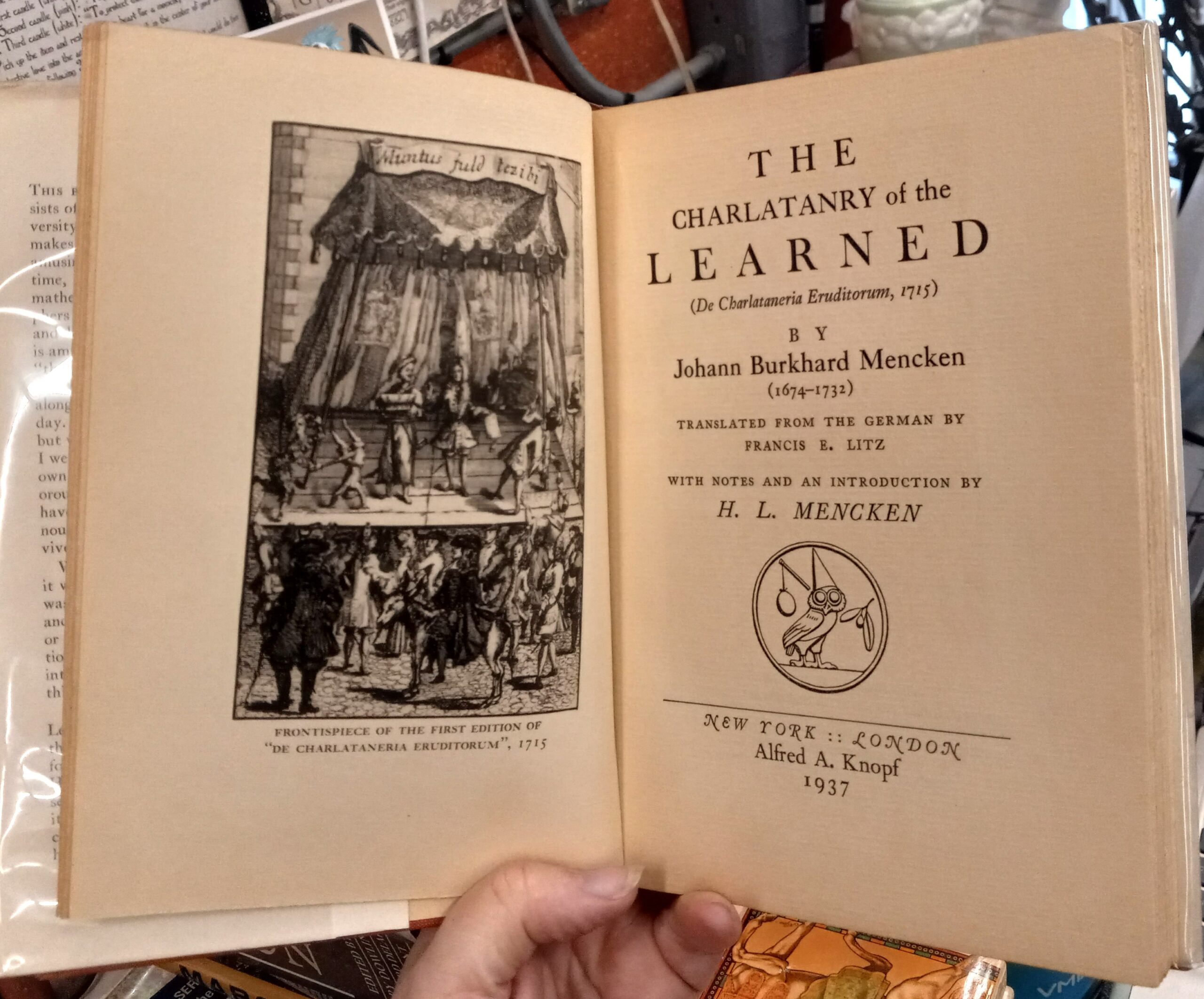 The Charlatanry of the Learned title page and frontispiece