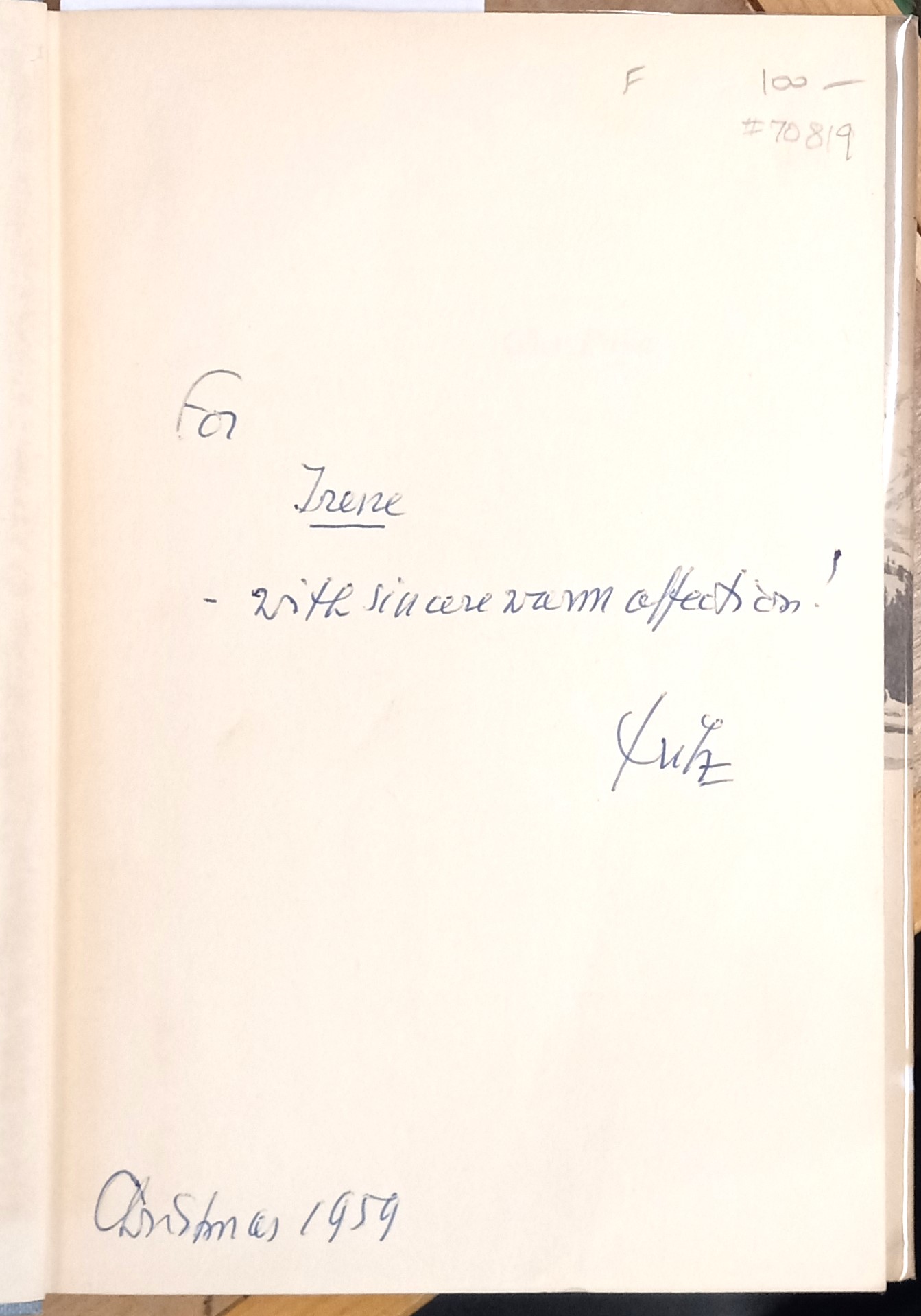 Cher Papa inscription on front free endpaper