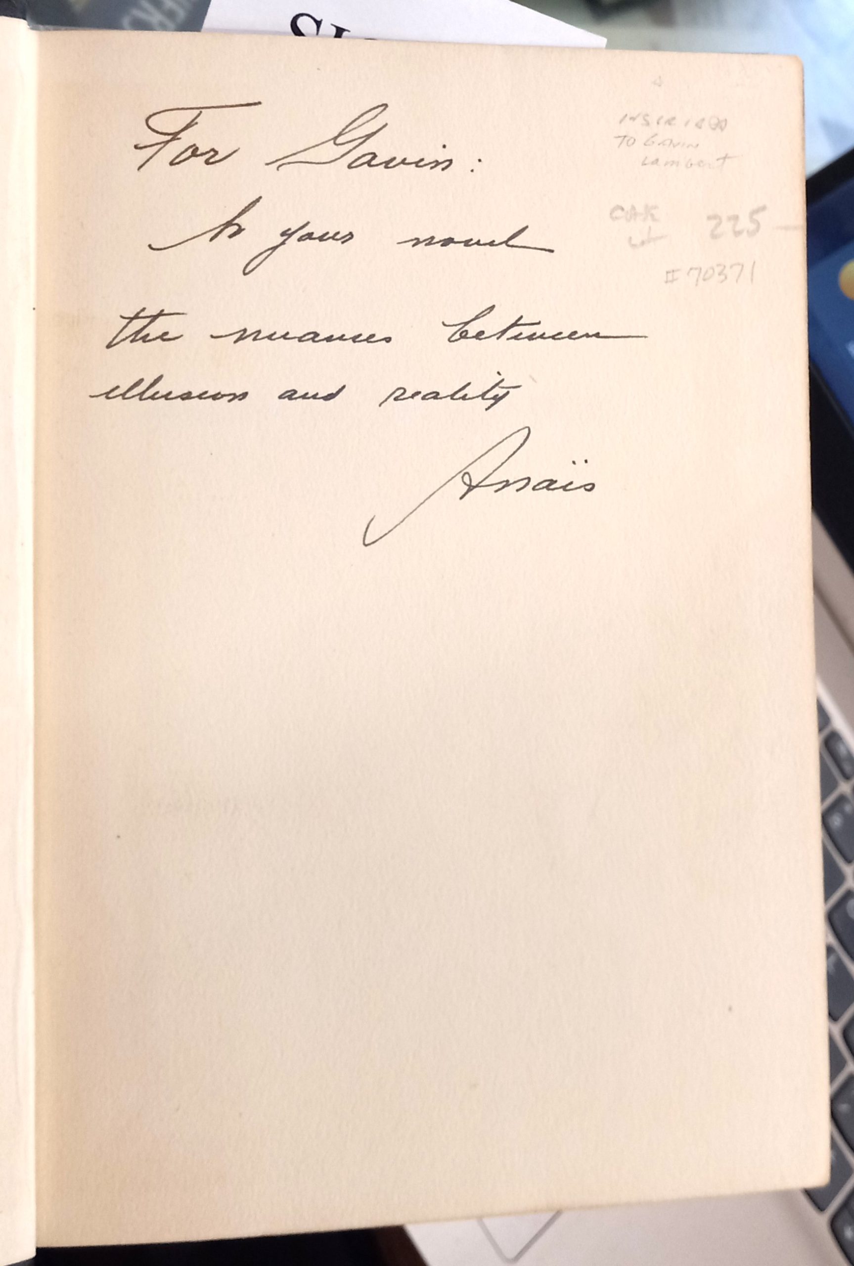 Children of the Albatross page with author's inscription and signature