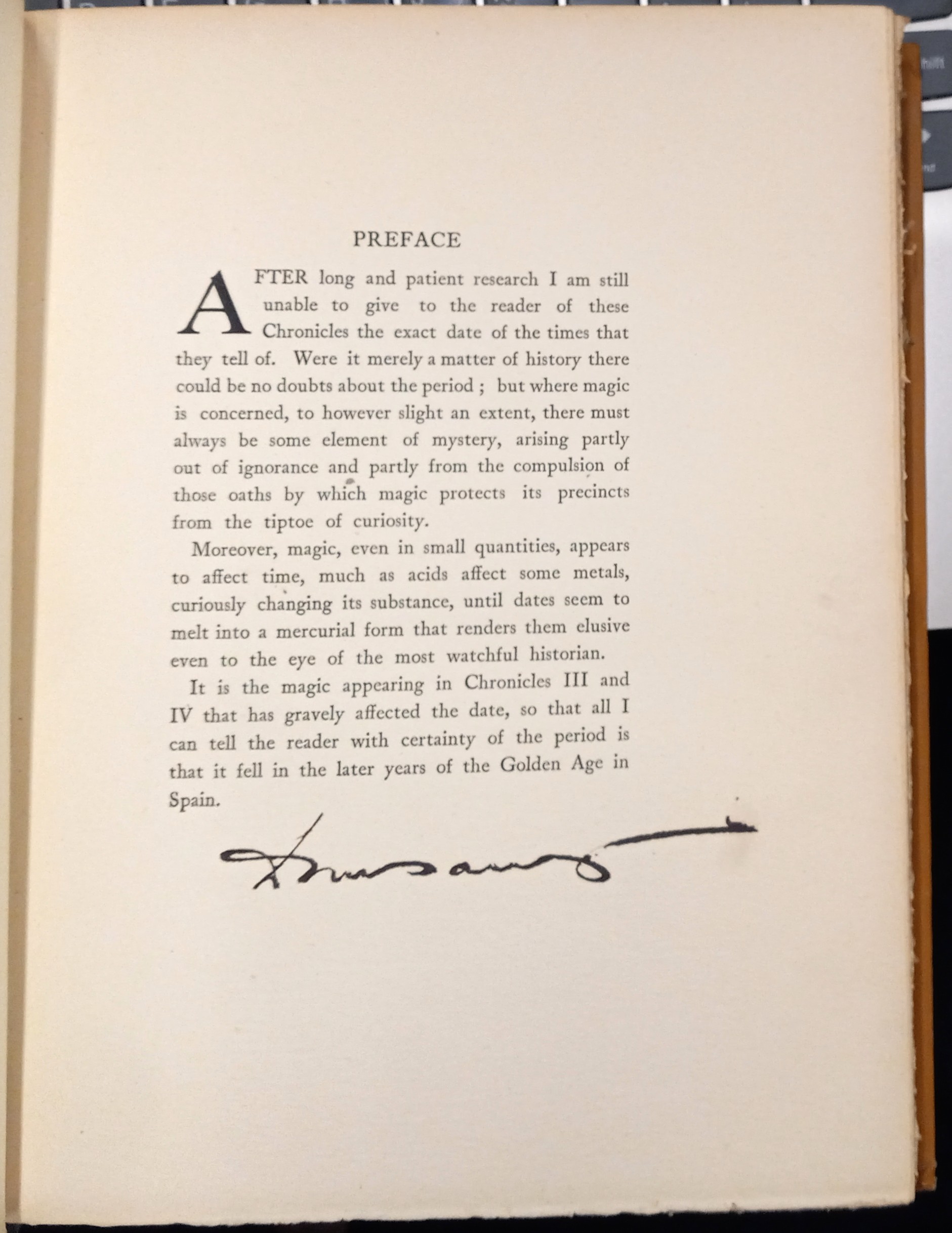 The Chronicles of Rodriguez preface signed by Lord Dunsany