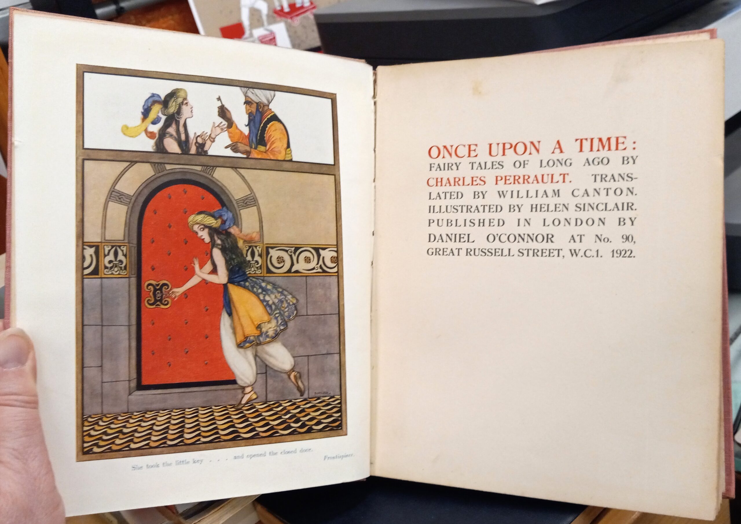 Once Upon a Time Fairy Tales of Long Ago title page and color frontispiece