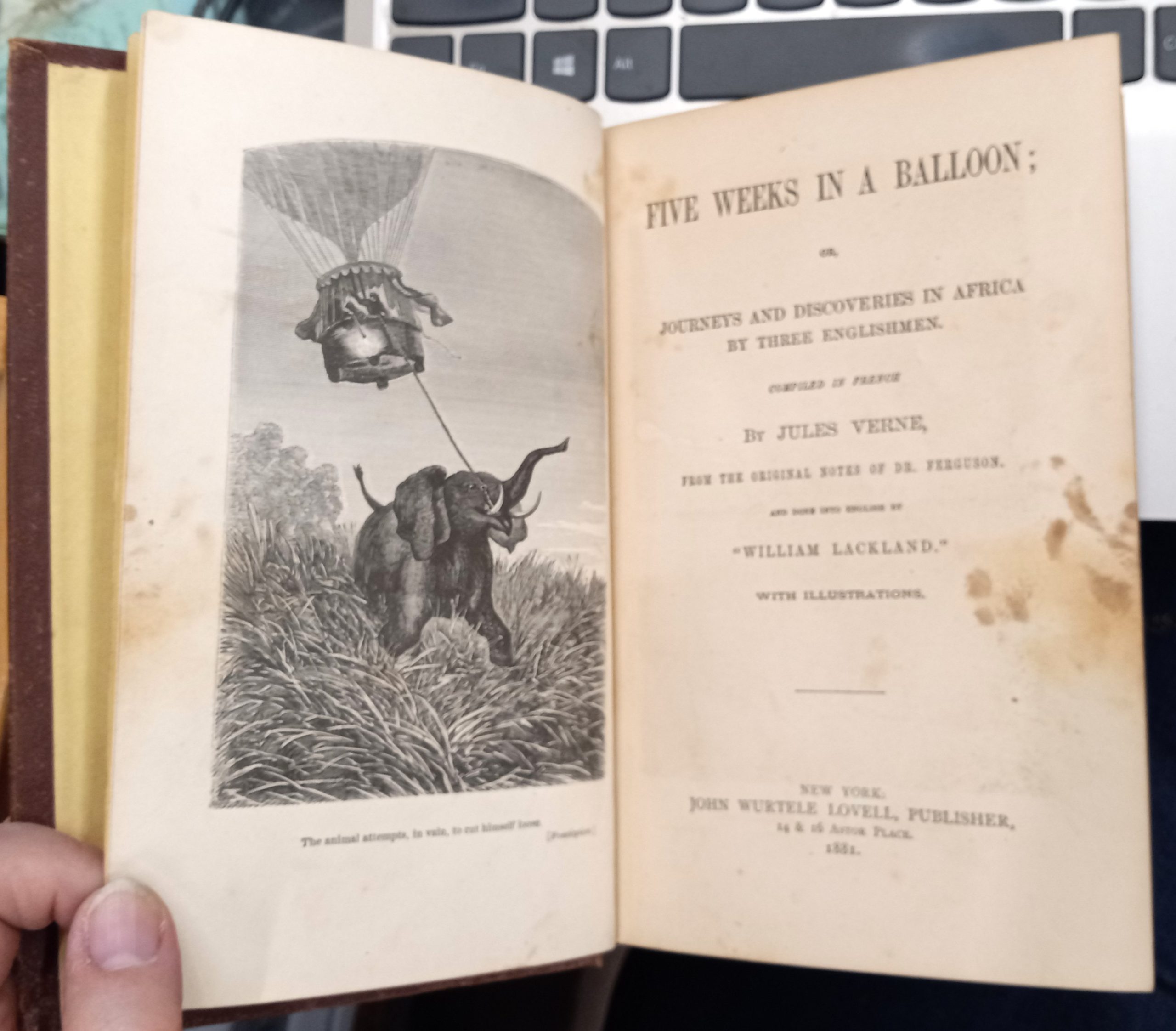 Five Weeks in a Balloon title page and frontispiece