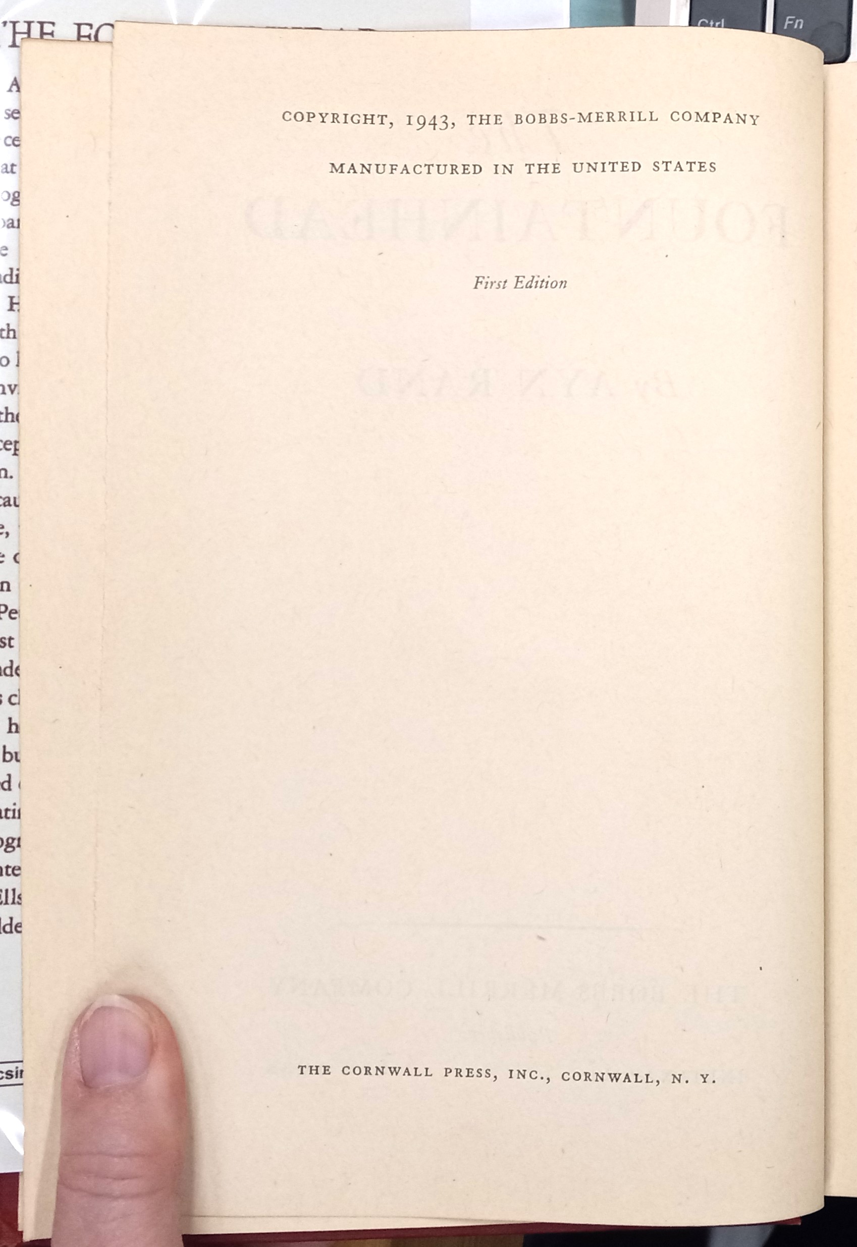 The Fountainhead copyright page