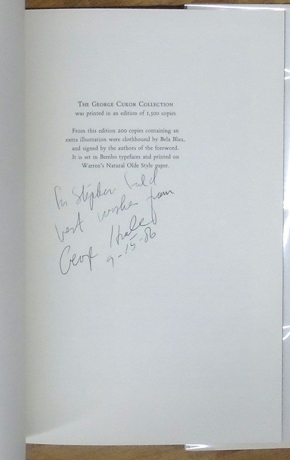 George Cukor inscription