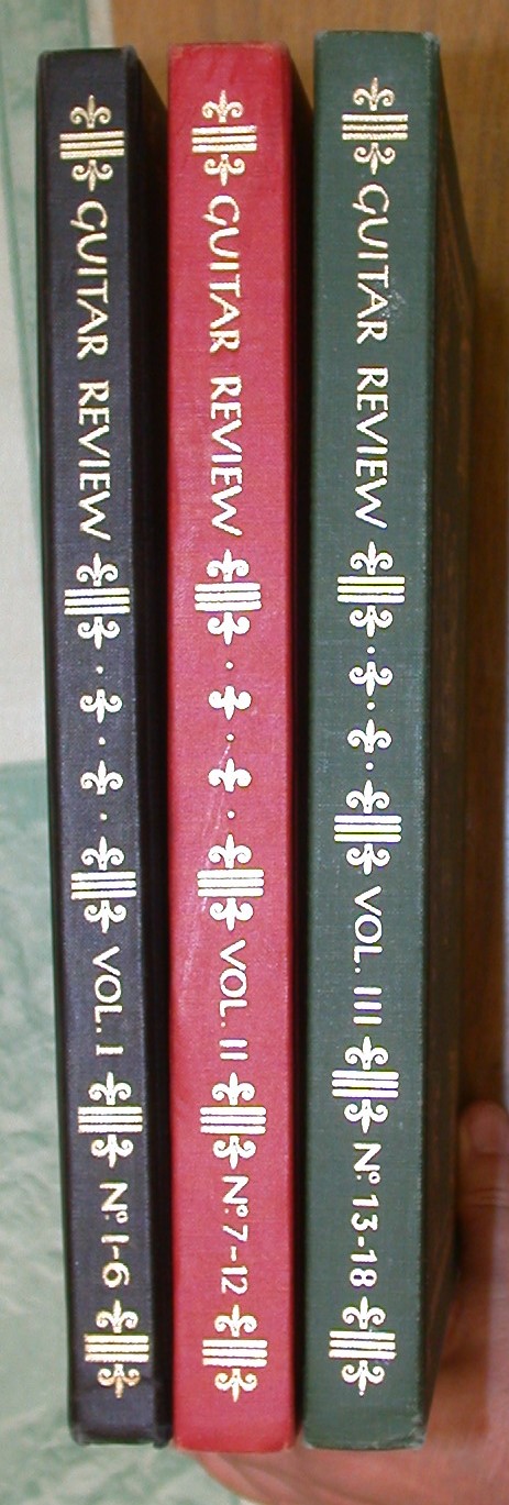 Spines of all three volumes of Guitar Review