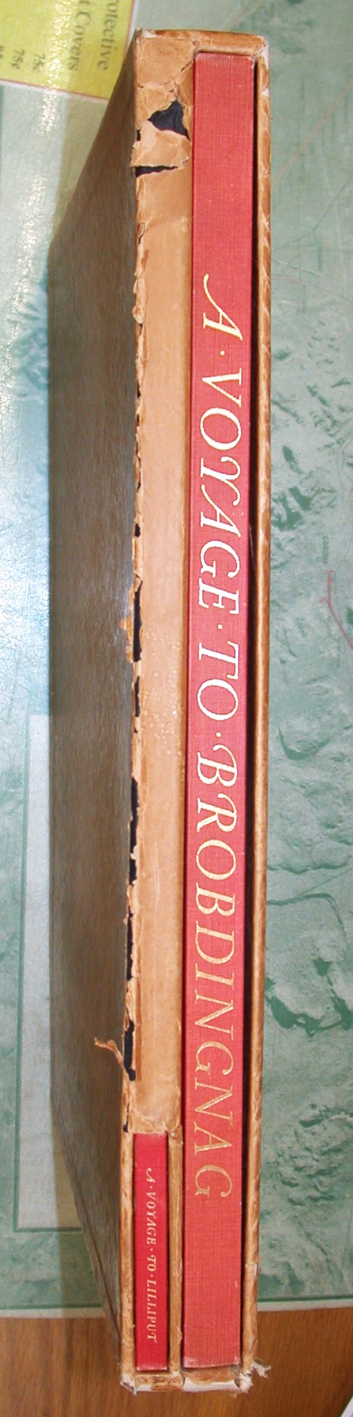 Gulliver's Voyage to Brobdingnag showing spines of two volumes in slipcase