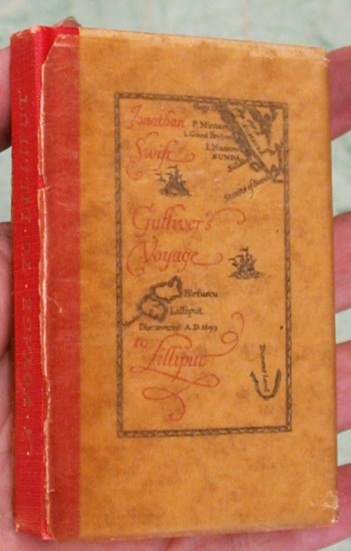 Gulliver's Voyage to Brobdingnag front board under remains of vellum jacket