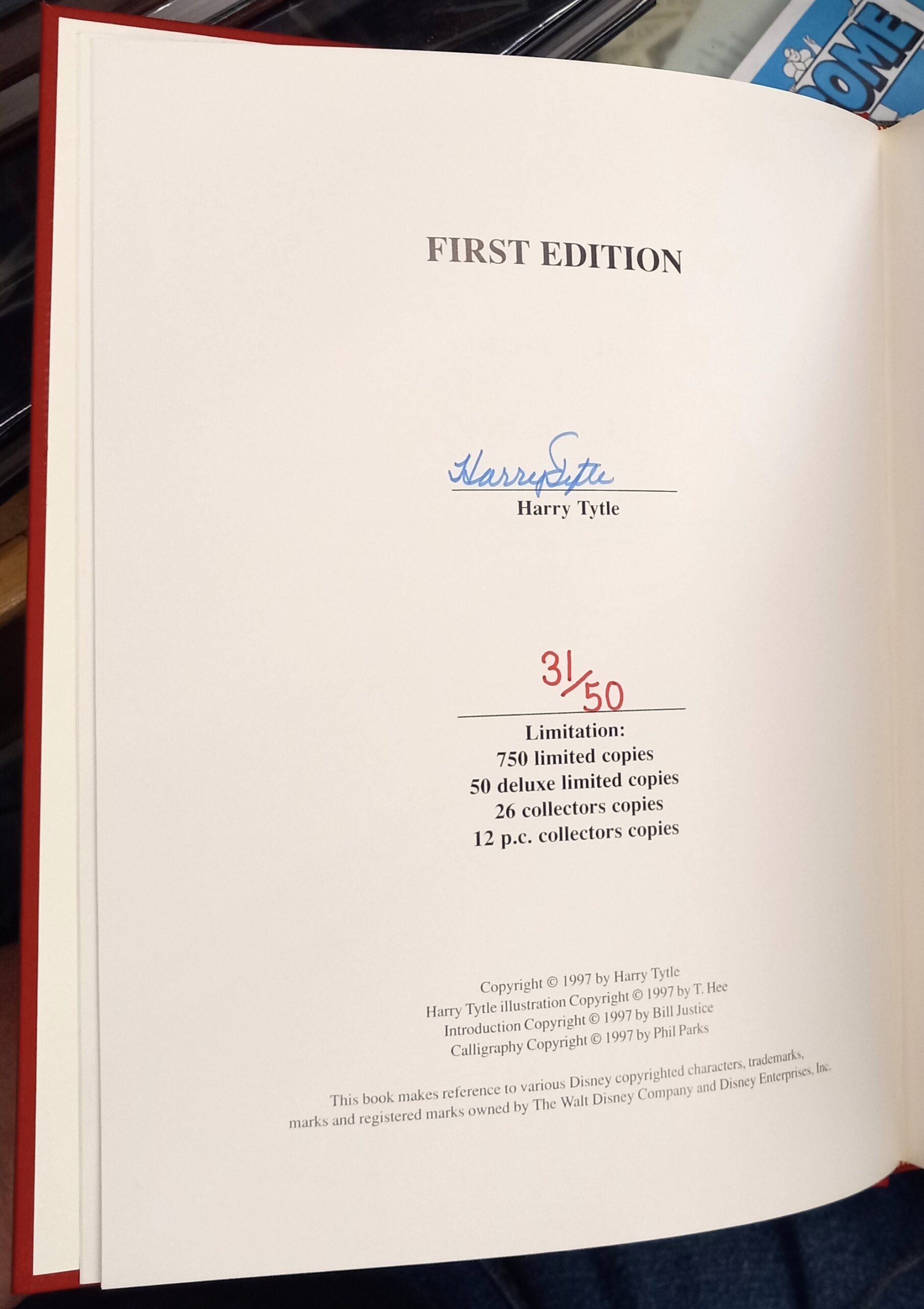 One of Walt's Boys limitation page with number and author's signature