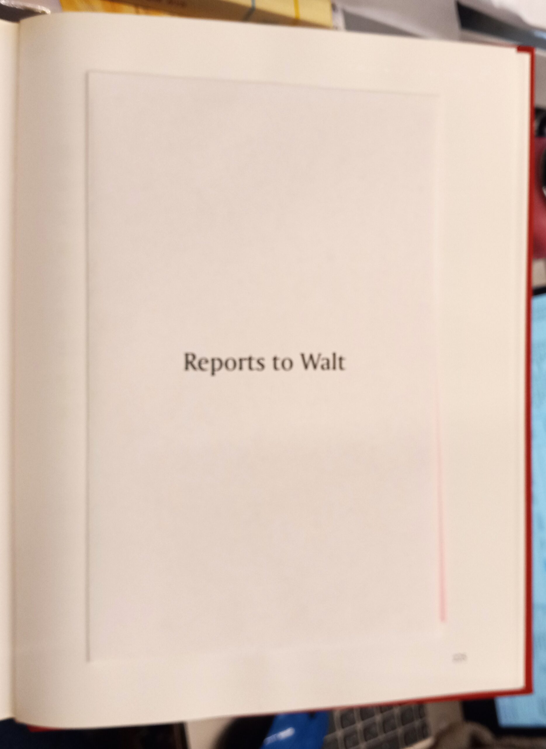One of Walt's Boys envelope labeled Reports to Walt inside book