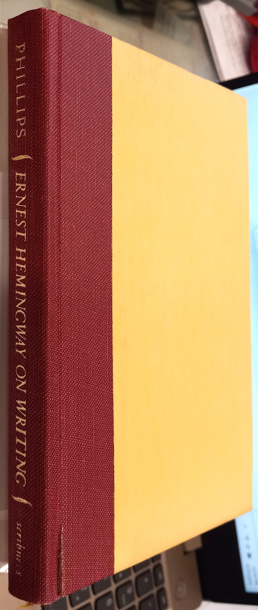 Ernest Hemingway On Writing binding spine and front board