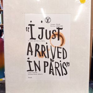 I Just Arrived in Paris front of sealed box