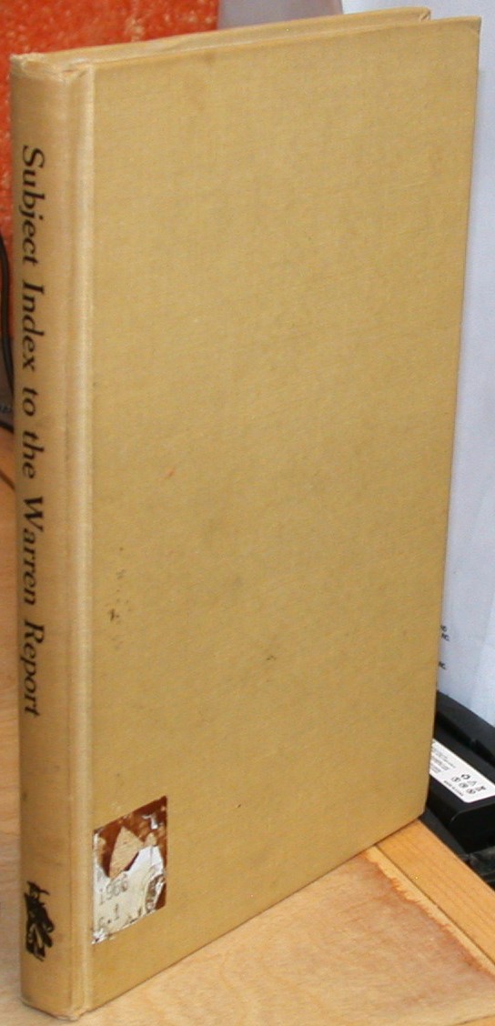 Subject Index to the Warren Report binding spine and front board