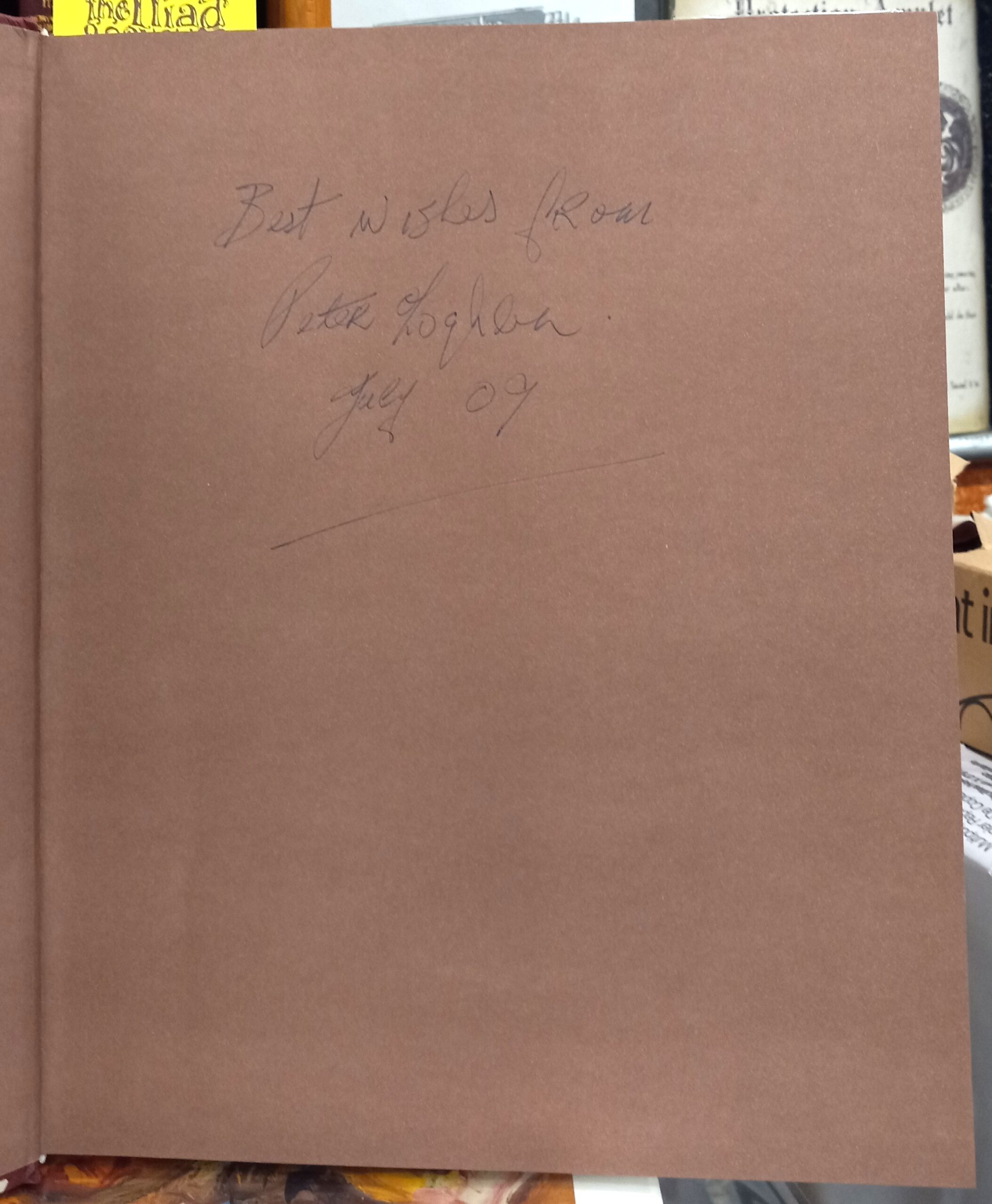 The Irish Pub front free endpaper with contributor's inscription and signature