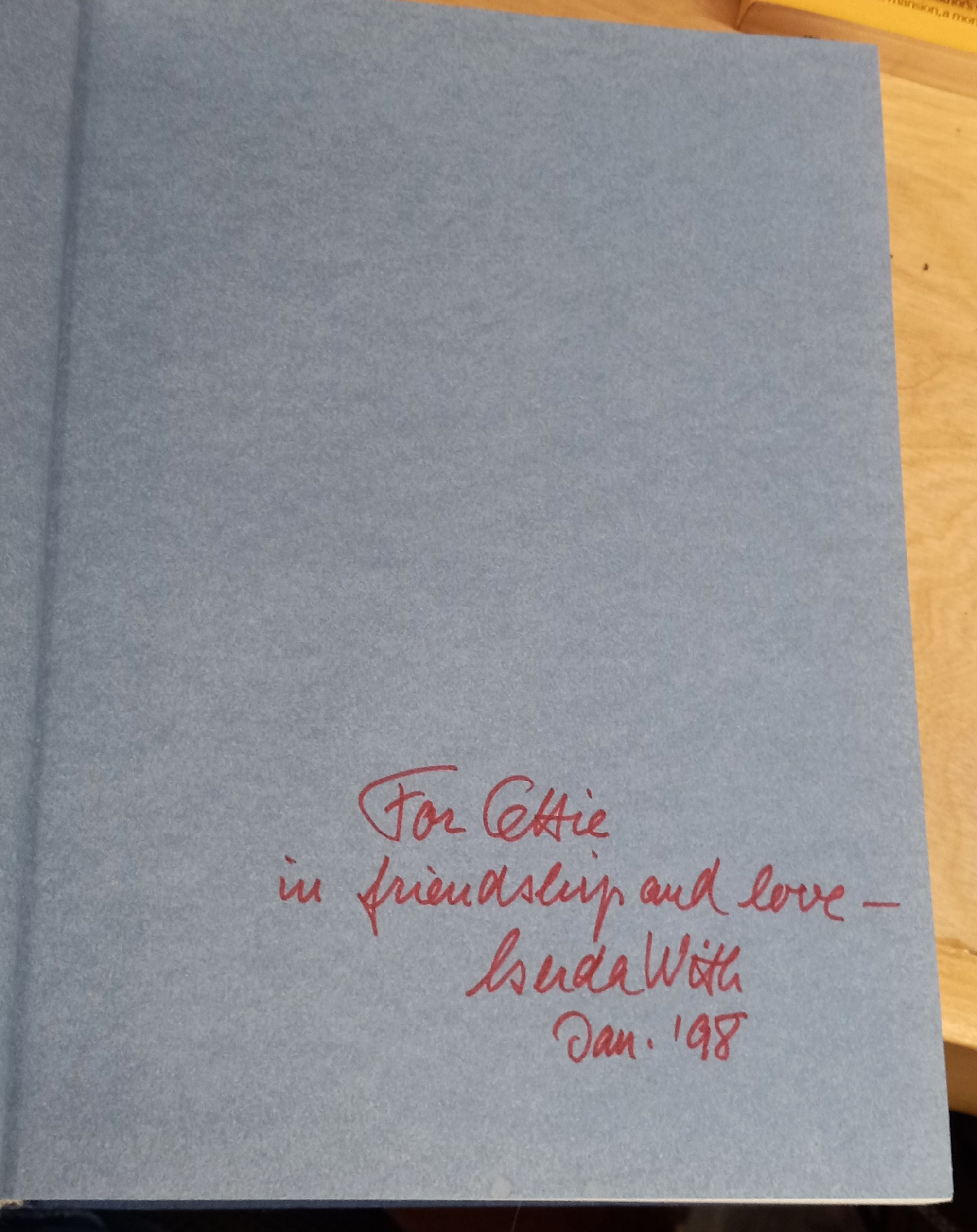 Karl With Autobiography of Ideas front free endpaper with inscription and signature of Gerda With