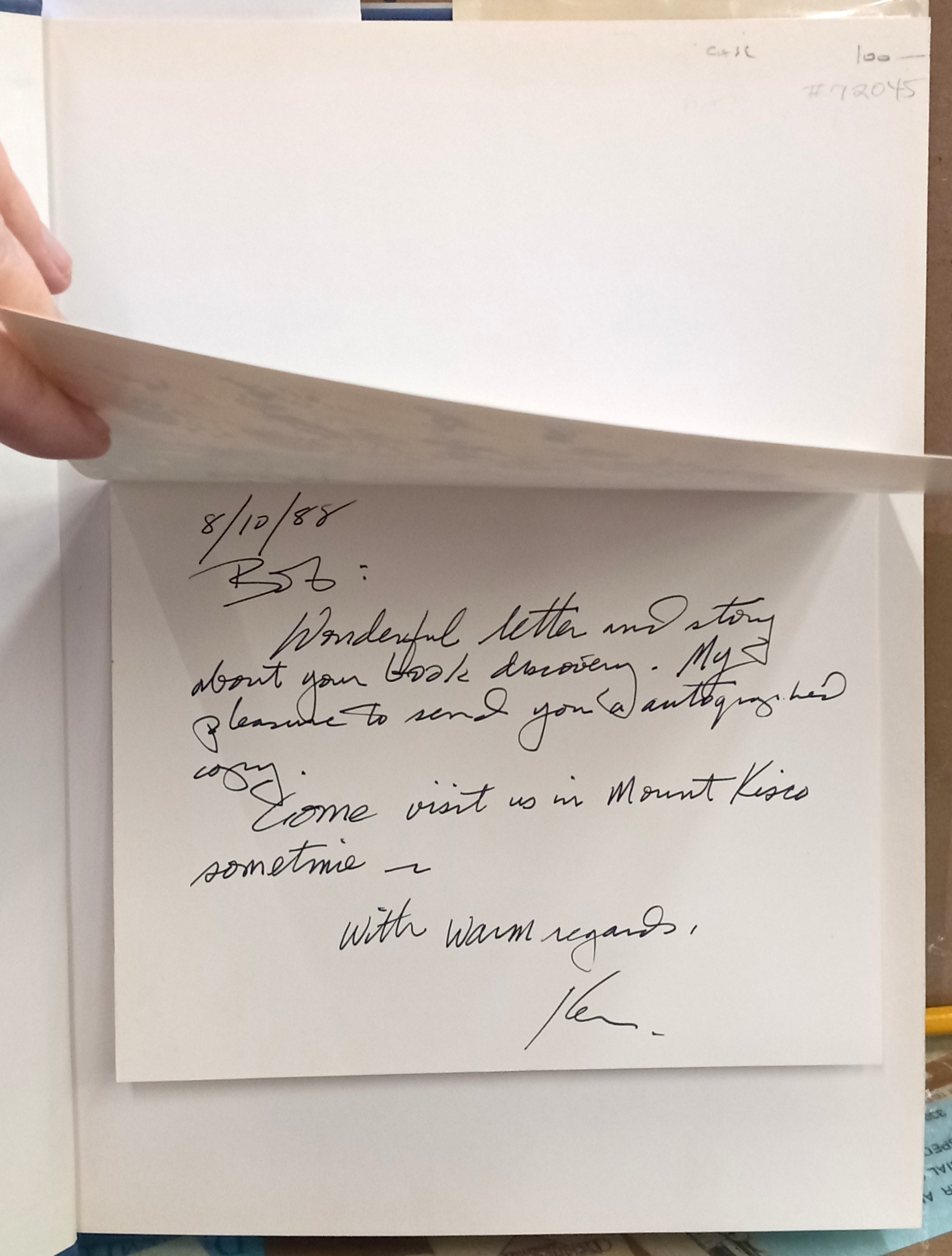 Ken Tyler Master Printer card with Tyler's inscription and signature