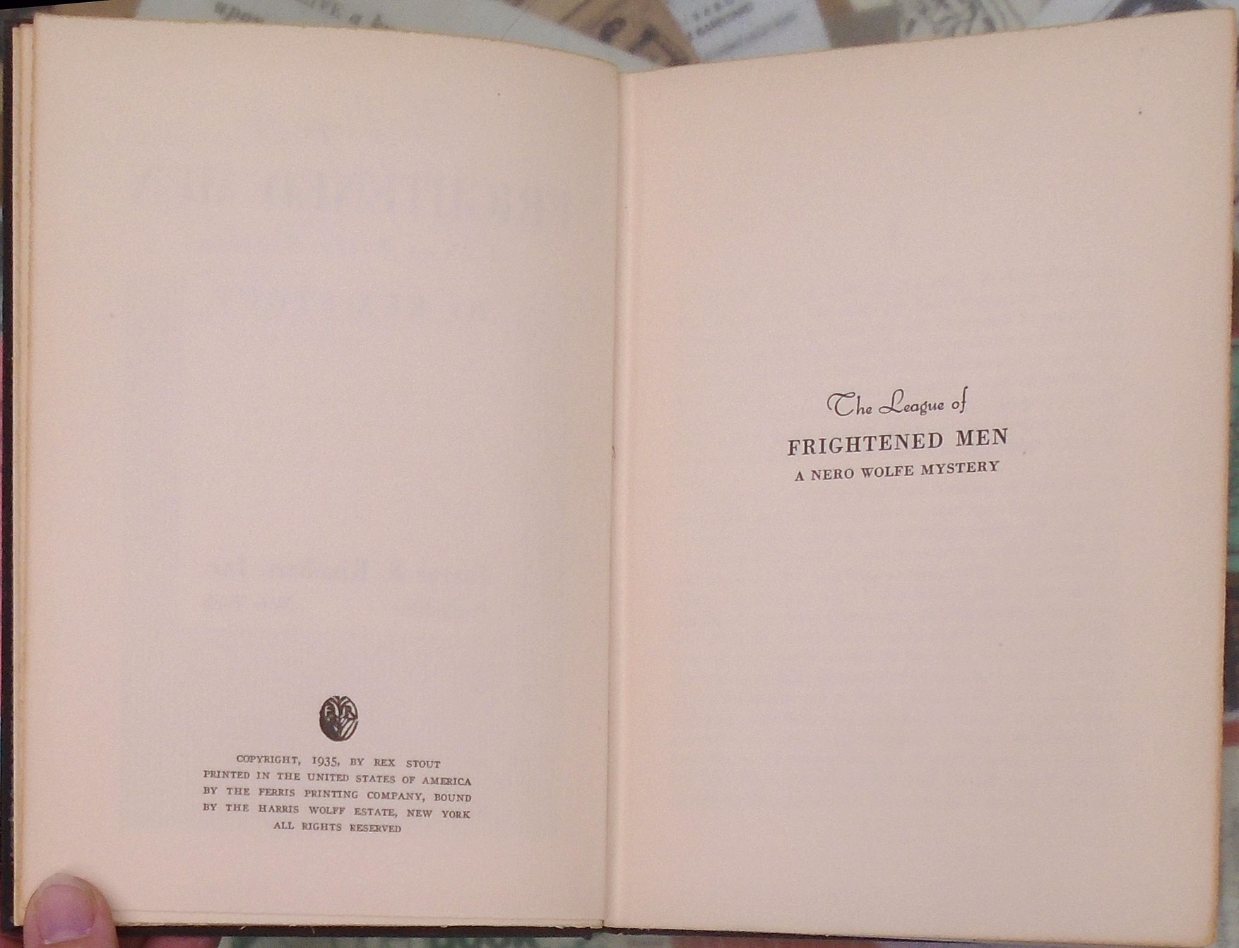 League of Frightened Men copyright page