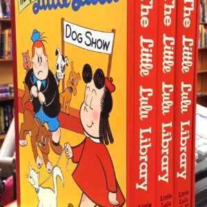 Spines of all three volumes of The Little Lulu Library 1954-1955 inside slipcase
