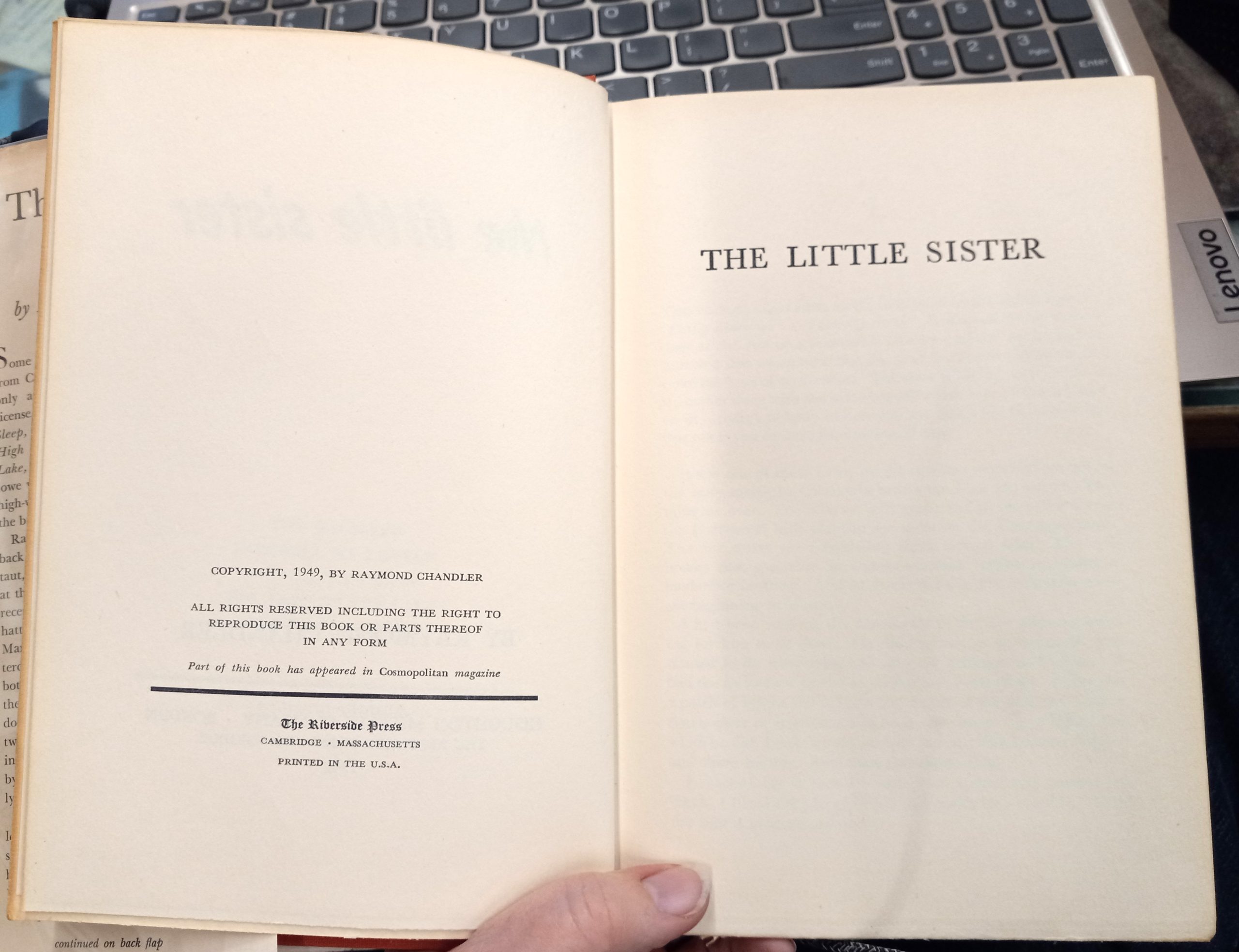 The Little Sister copyright page and half-title page