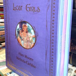 Lost Girls jacketed spines of all three volumes inside slipcase