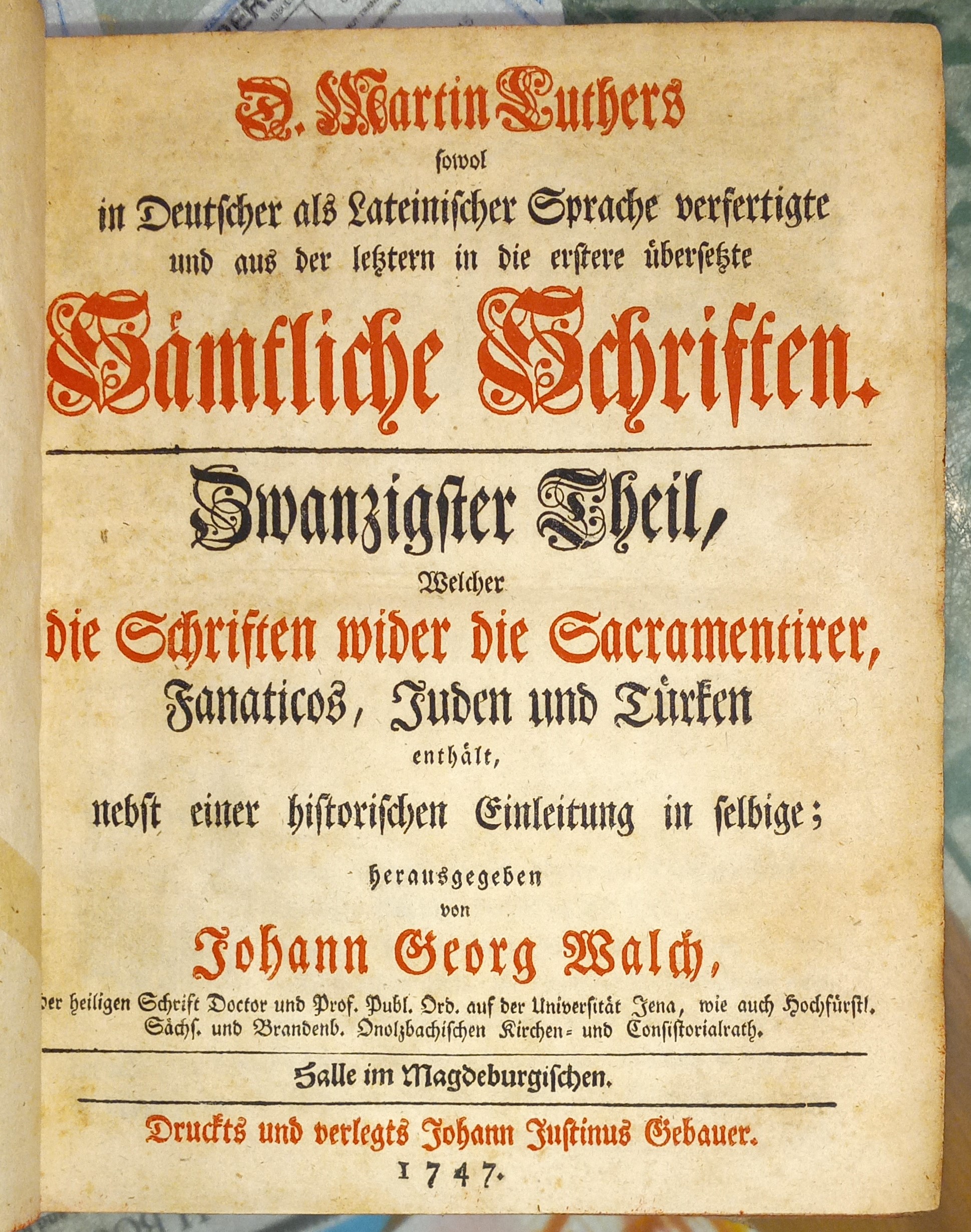 Martin Luthers Sowol Volume 20 title page