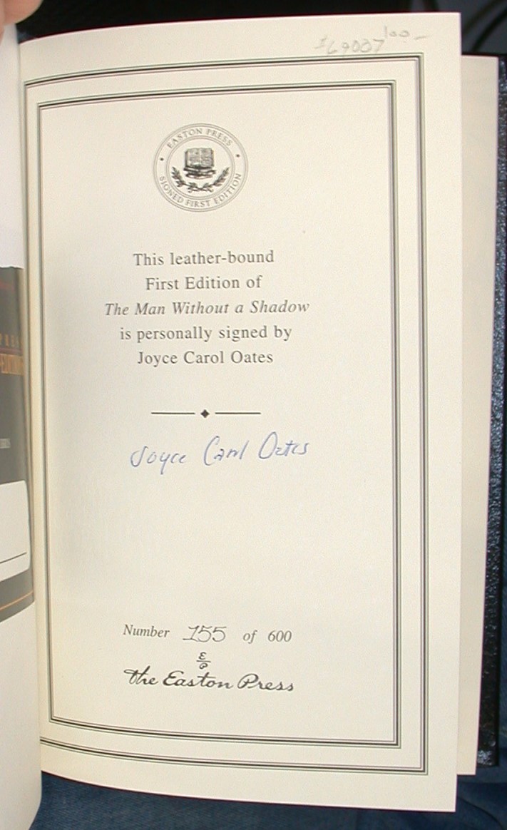 The Man Without a Shadow limitation page with number and author's signature