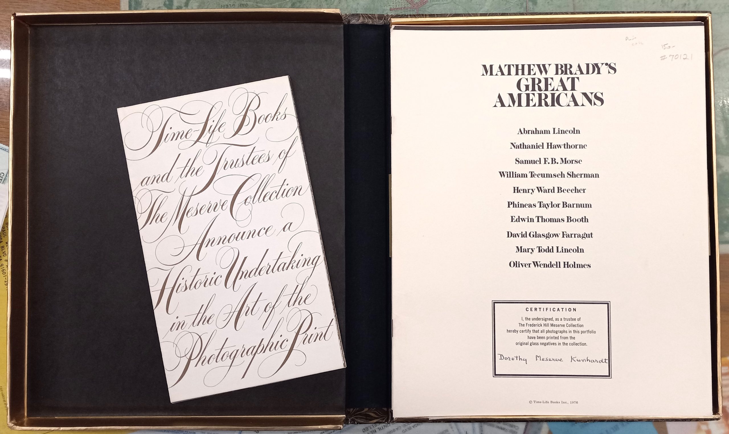 Great Americans title page with certification and signature of Dorothy Meserve Kunhardt