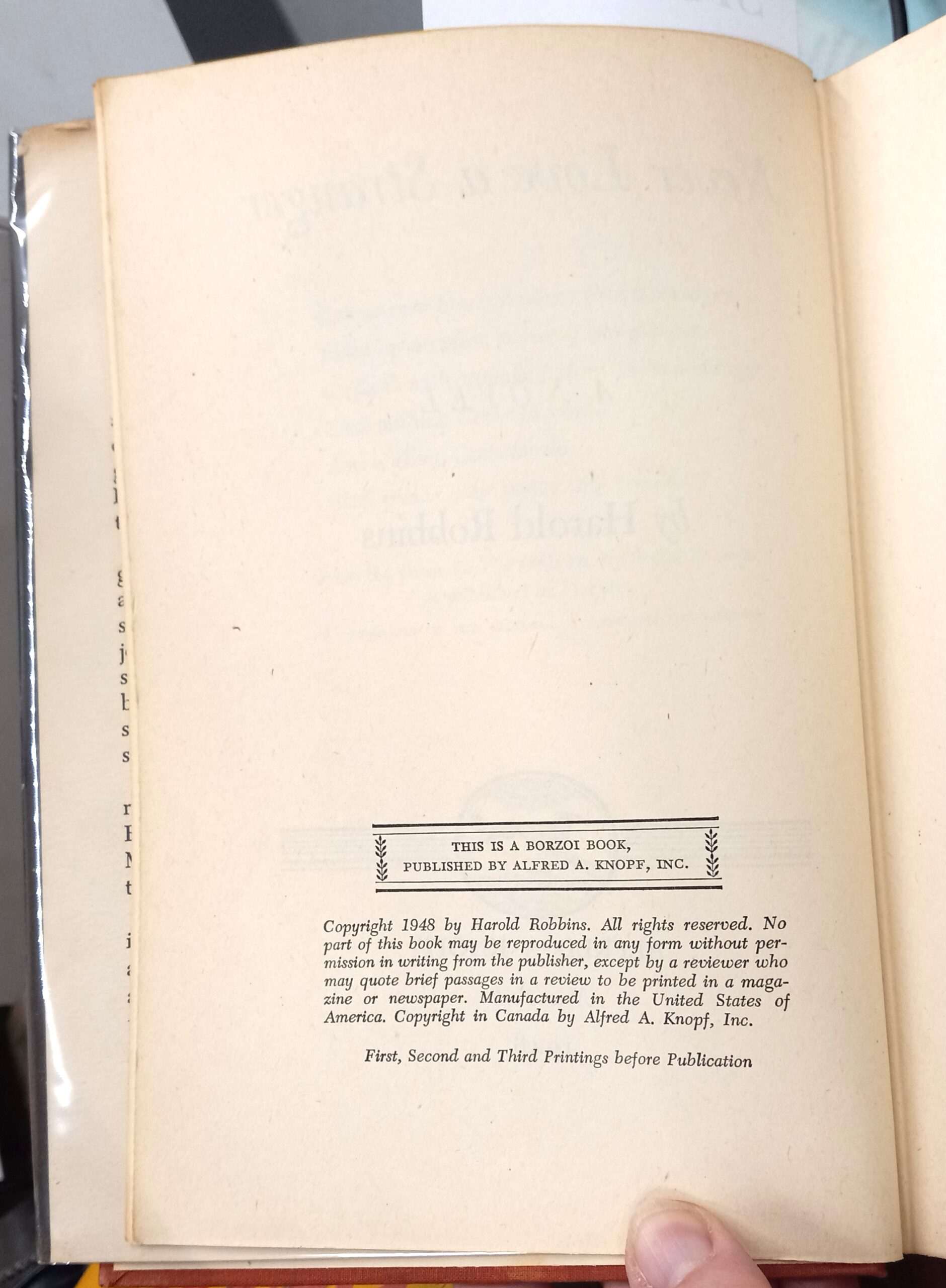 Never Love a Stranger copyright page