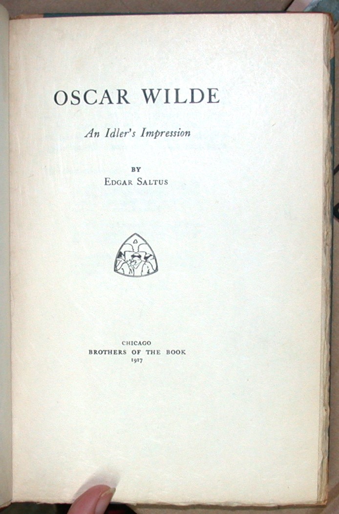 Oscar Wilde An Idler's Impression title page