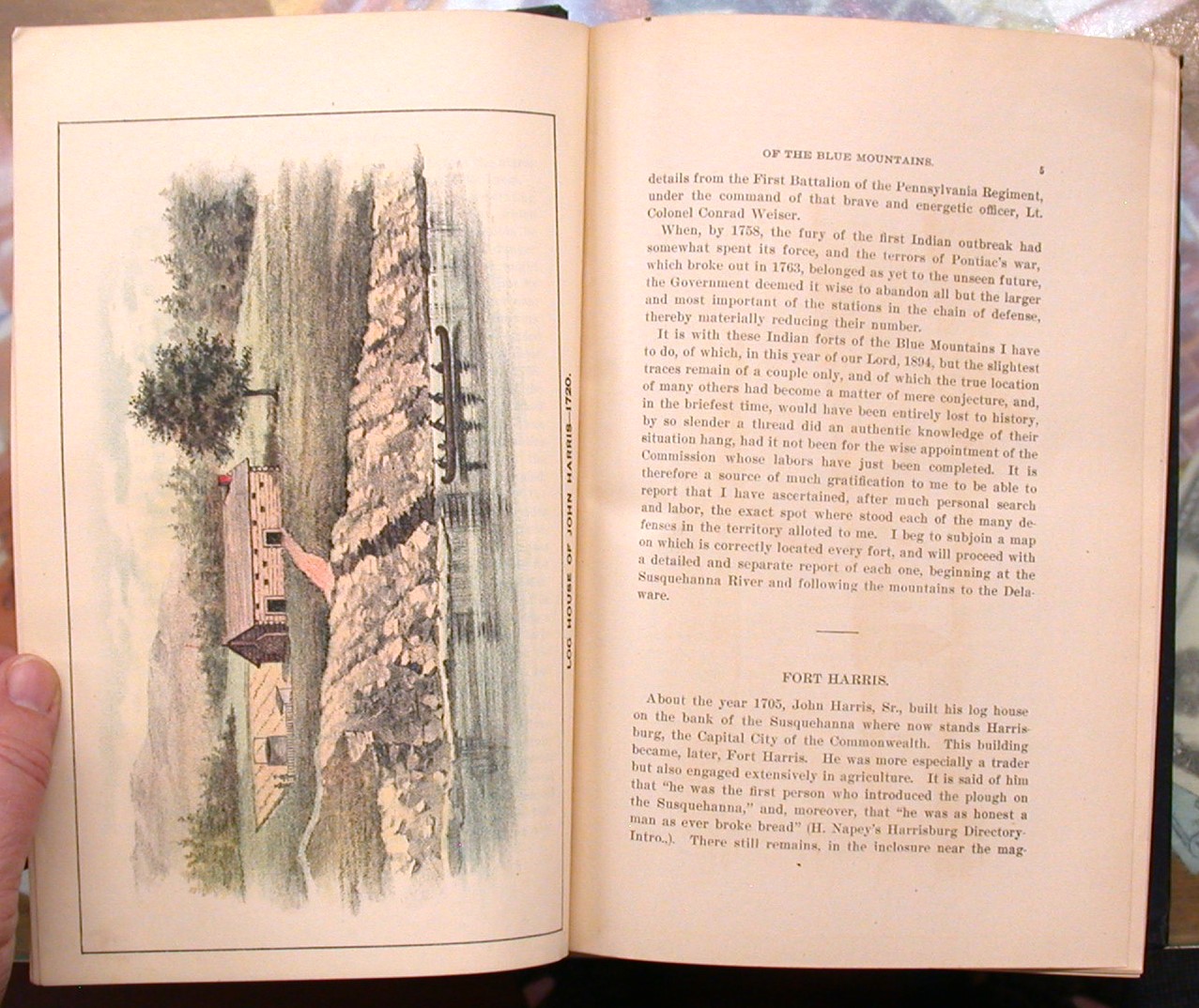 Frontier Forts of Pennsylvania pages with color illustration