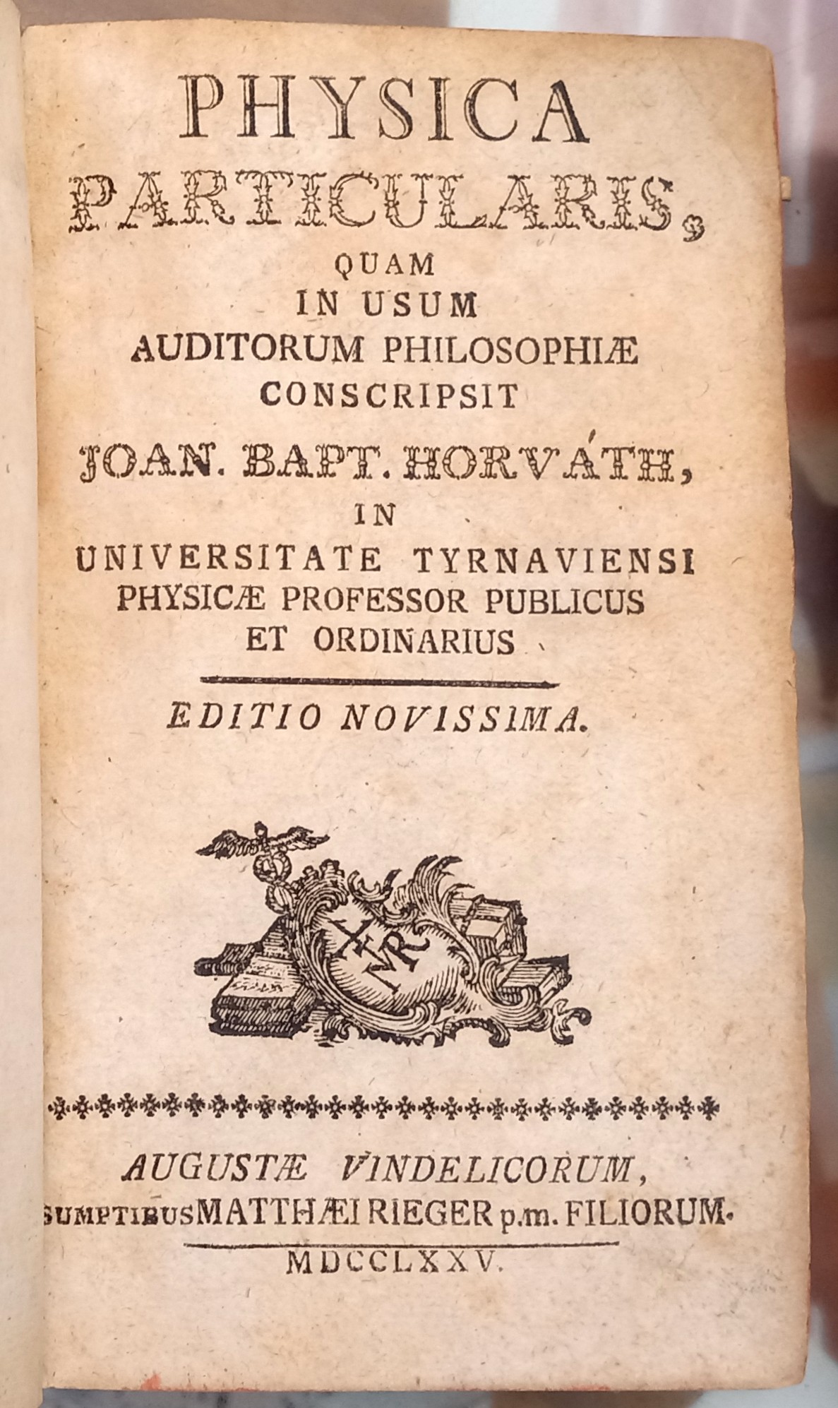 Physica Generalis Physica Particularis title page of first volume