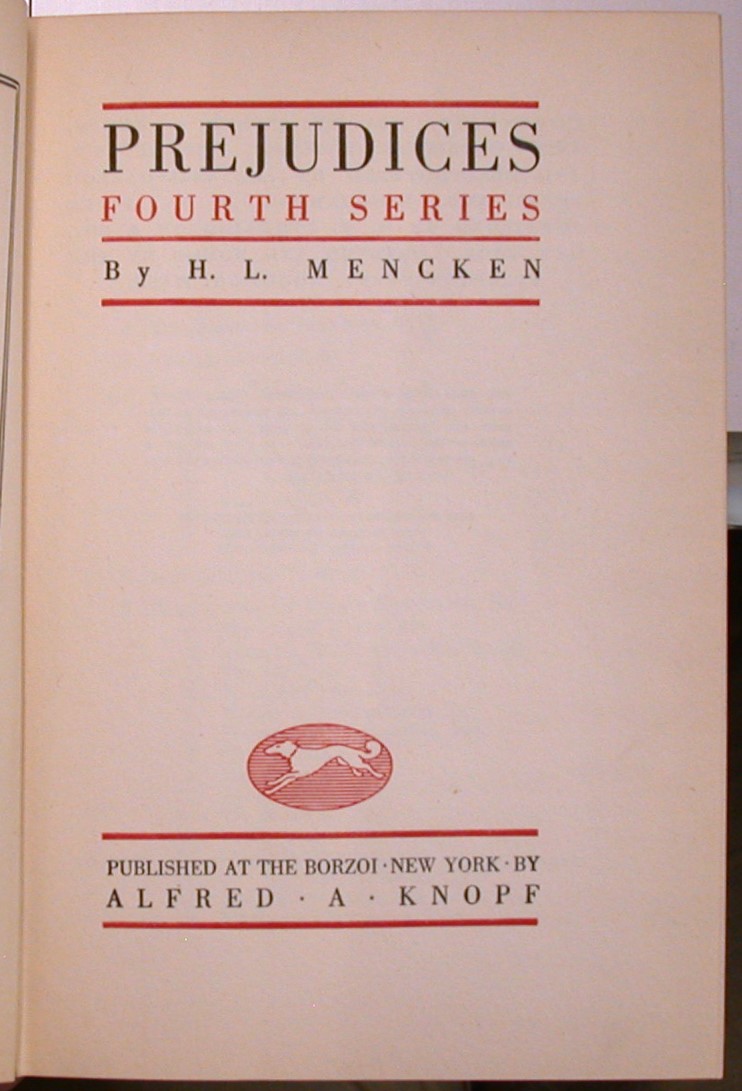 Prejudices Fourth Series title page