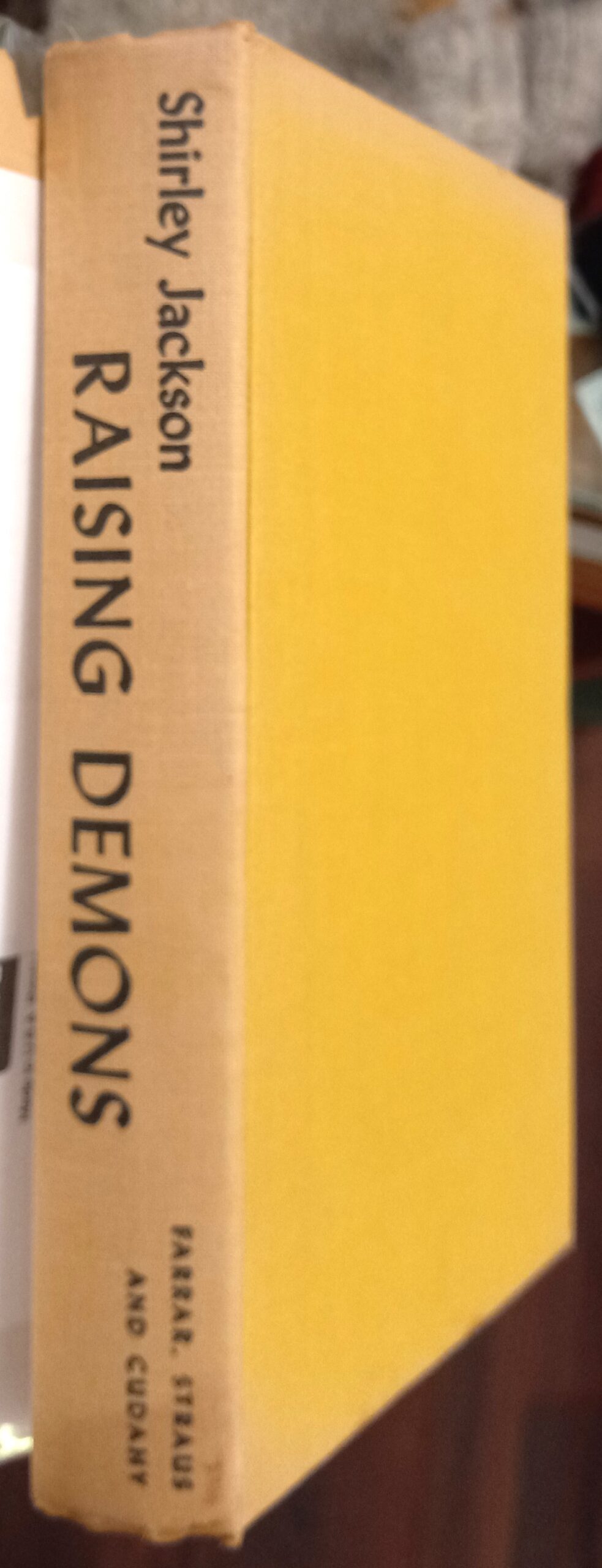 Raising Demons binding spine and front board