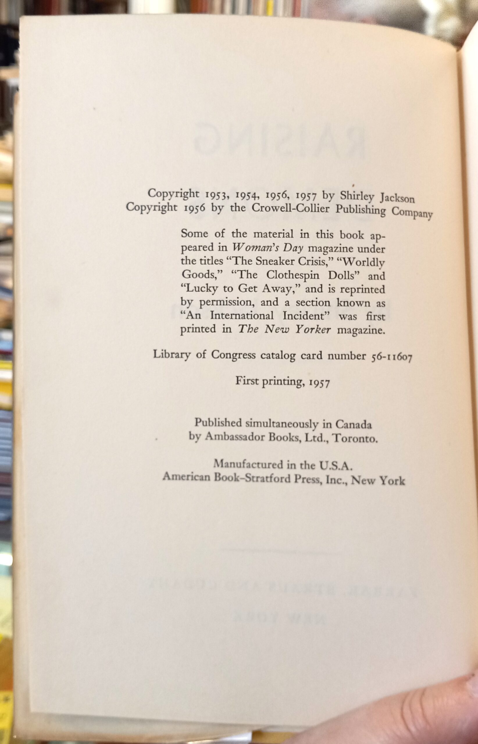Raising Demons copyright page