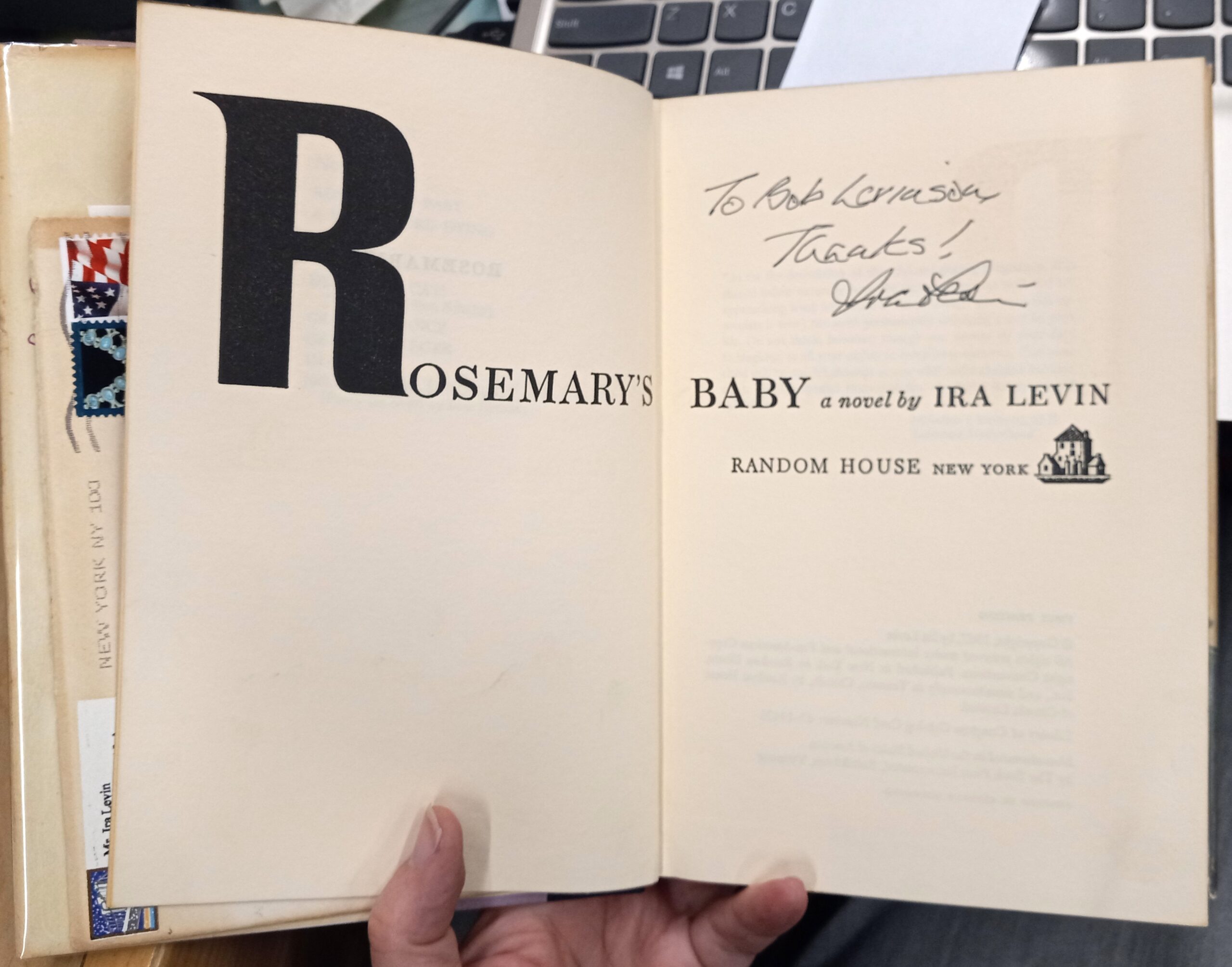 Rosemary's Baby title page with author's inscription and signature
