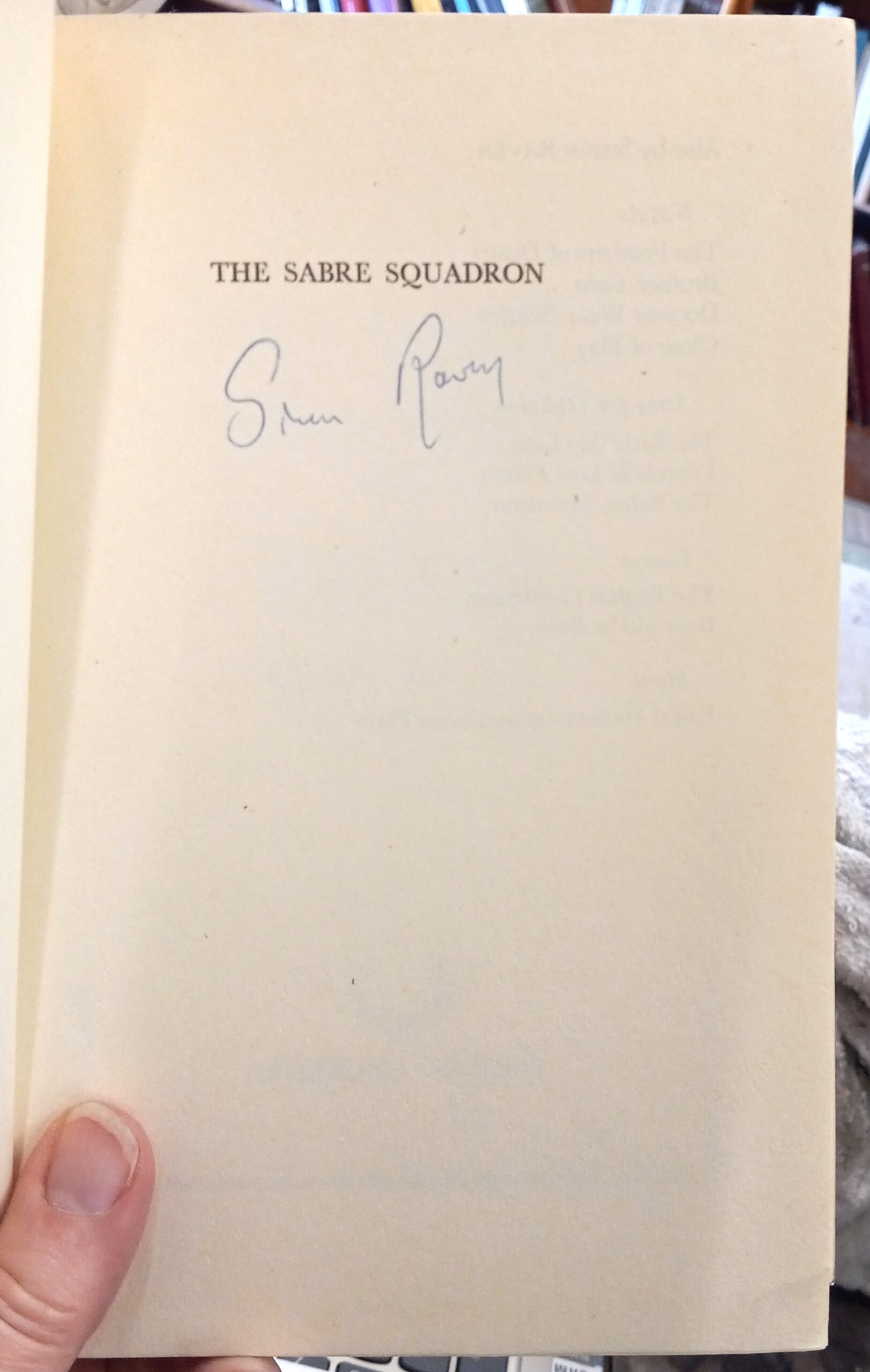 The Sabre Squadron half-title page with author's signature