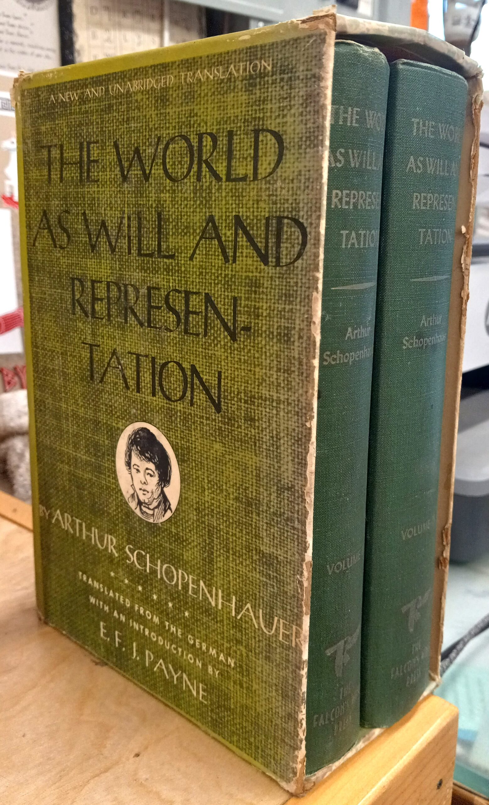 The World as Will and Representation front of slipcase and spines of both volumes inside slipcase