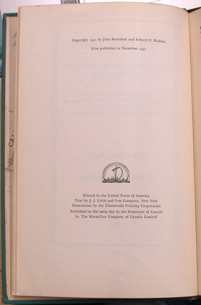 Sea of Cortez copyright page